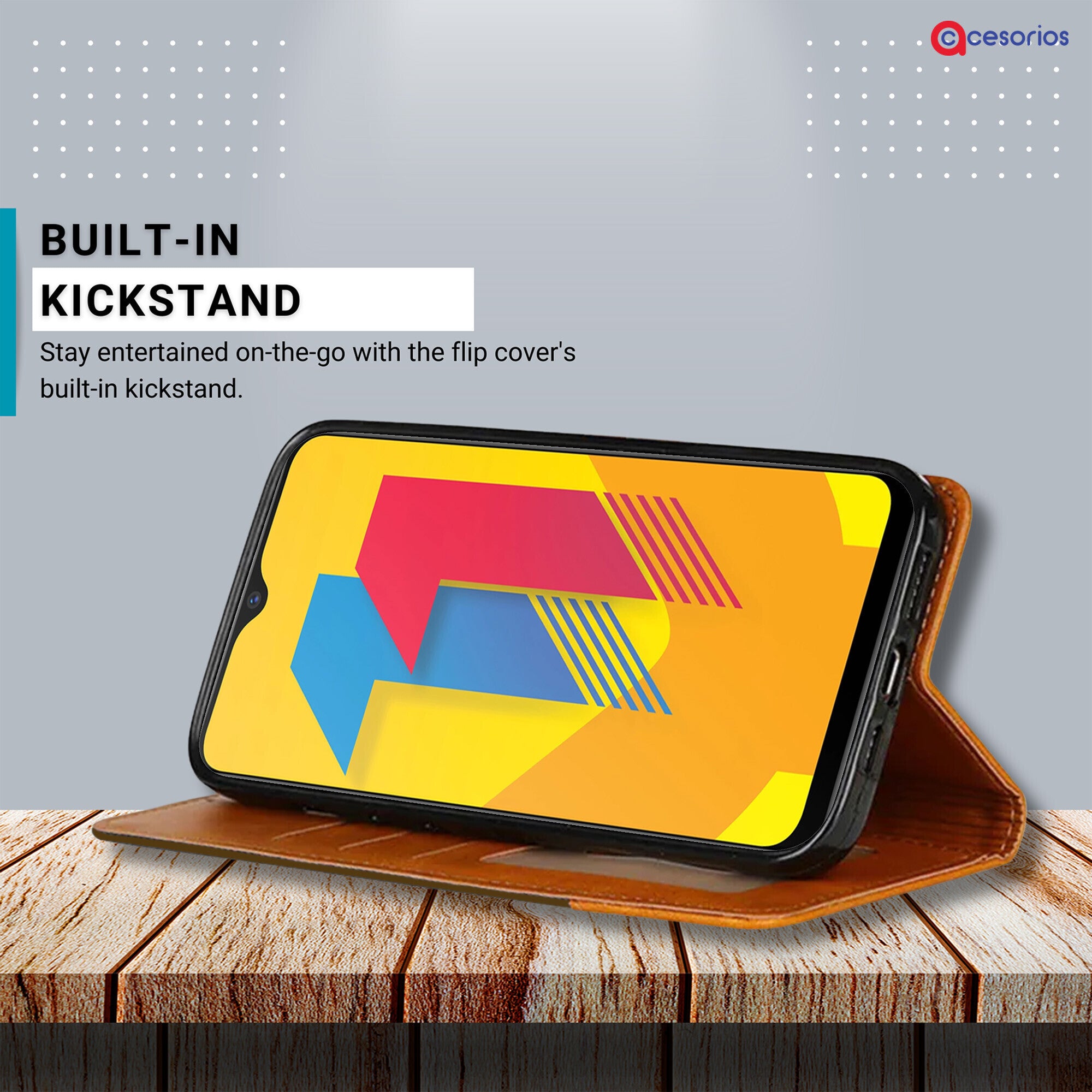 Accesorios Vivo Y11 denim flip cover – Dark Brown – Image 4 #color_dark brown