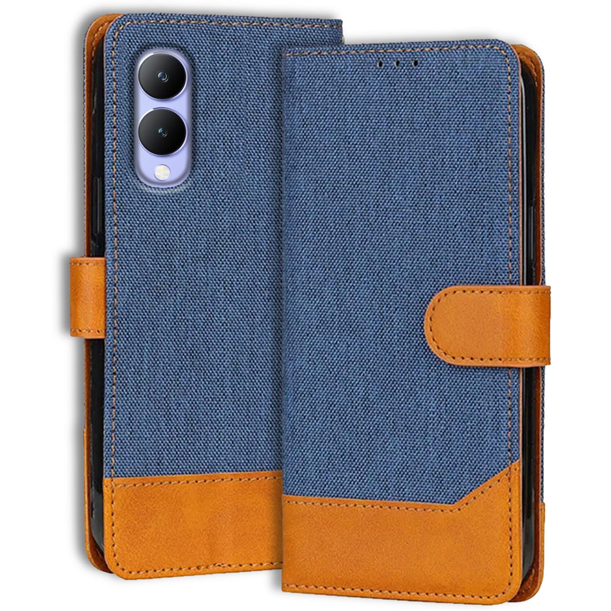 Accesorios Vivo Y17S denim flip cover – Blue – Image 1 #color_blue