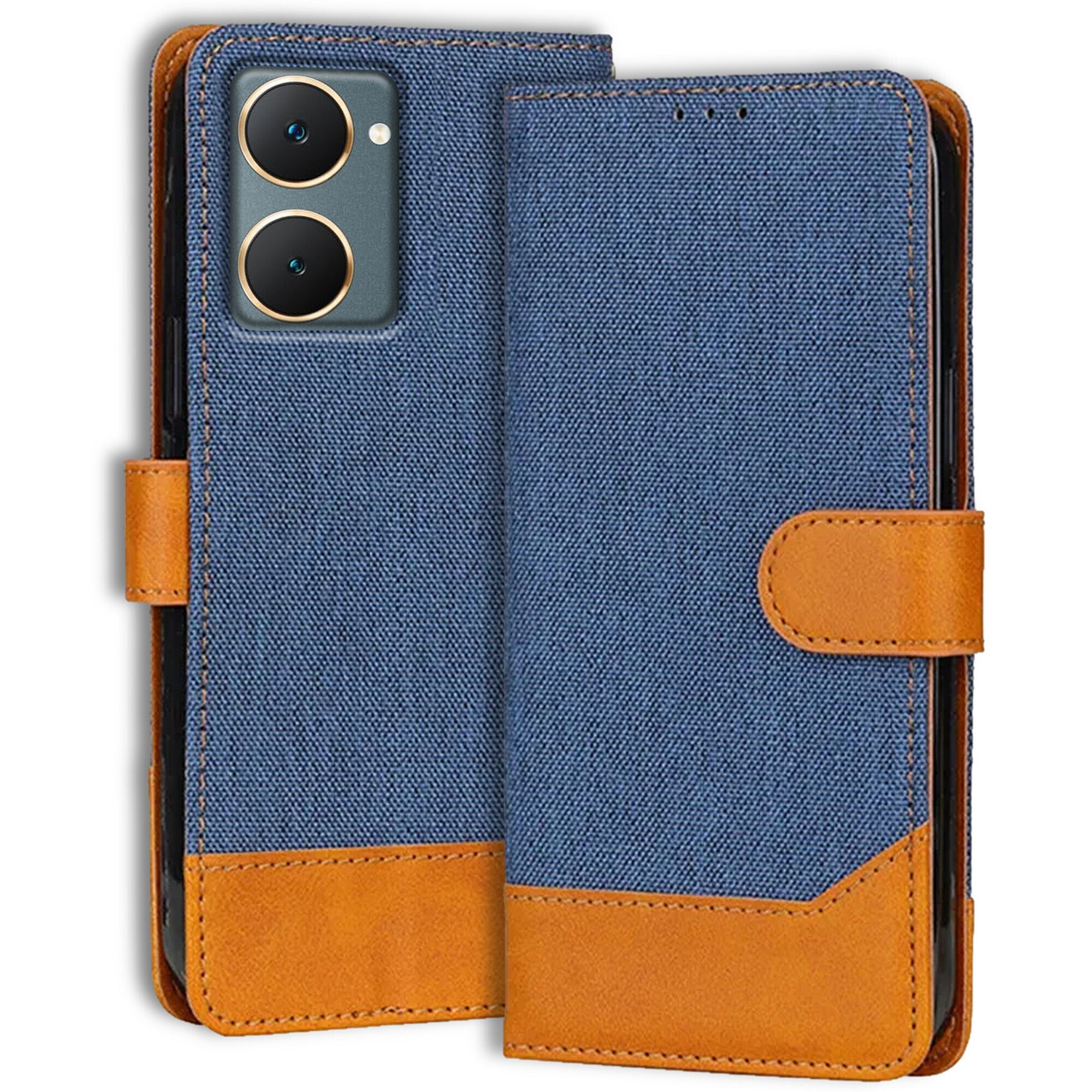 Accesorios Vivo Y18E denim flip cover – Blue – Image 1 #color_blue