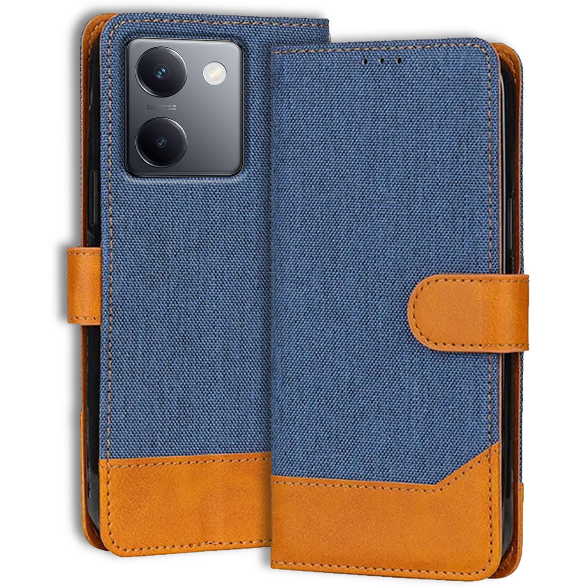 Accesorios Vivo Y200 Pro denim flip cover – Blue – Image 1 #color_blue