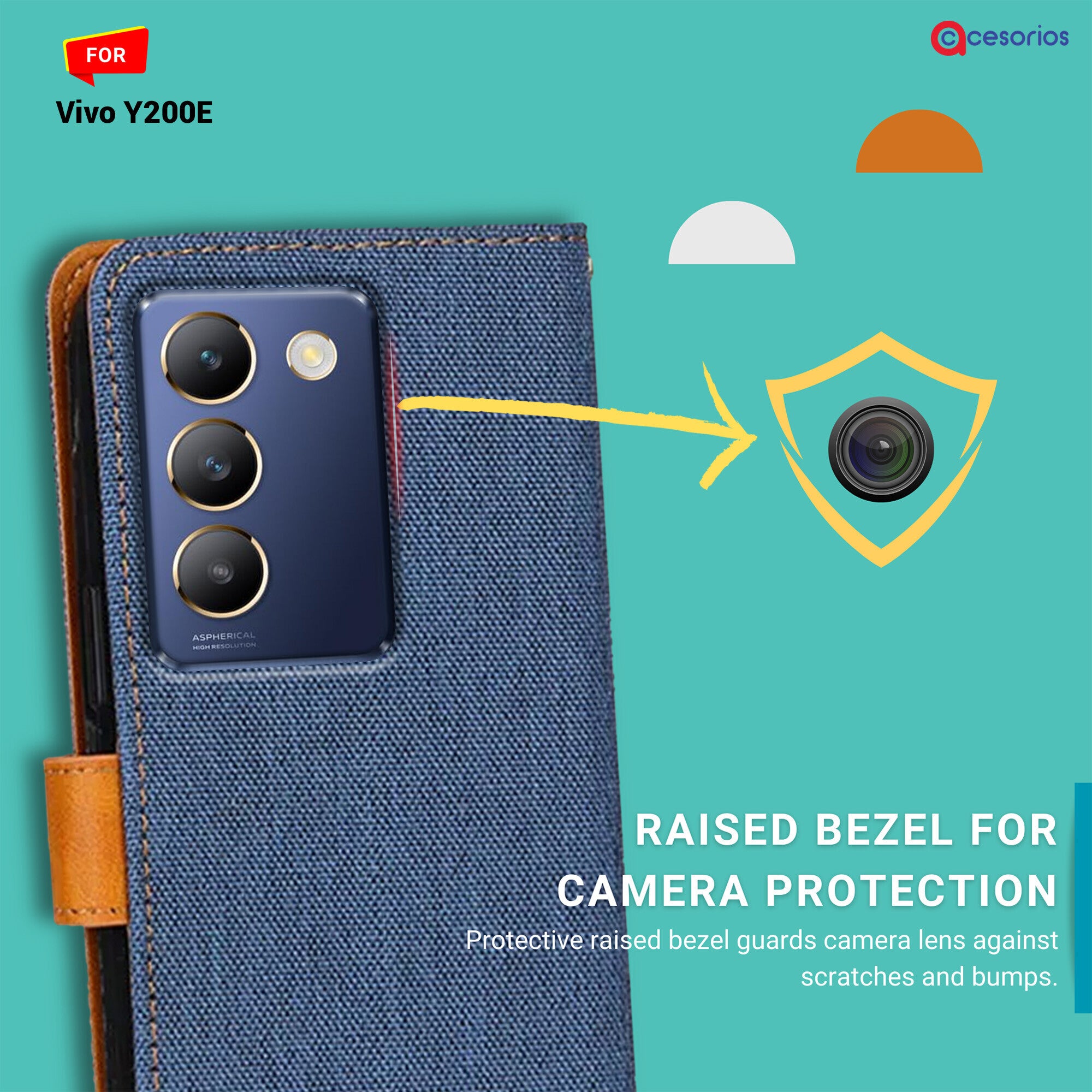 Accesorios Vivo Y200E denim flip cover – Blue – Image 2 #color_blue