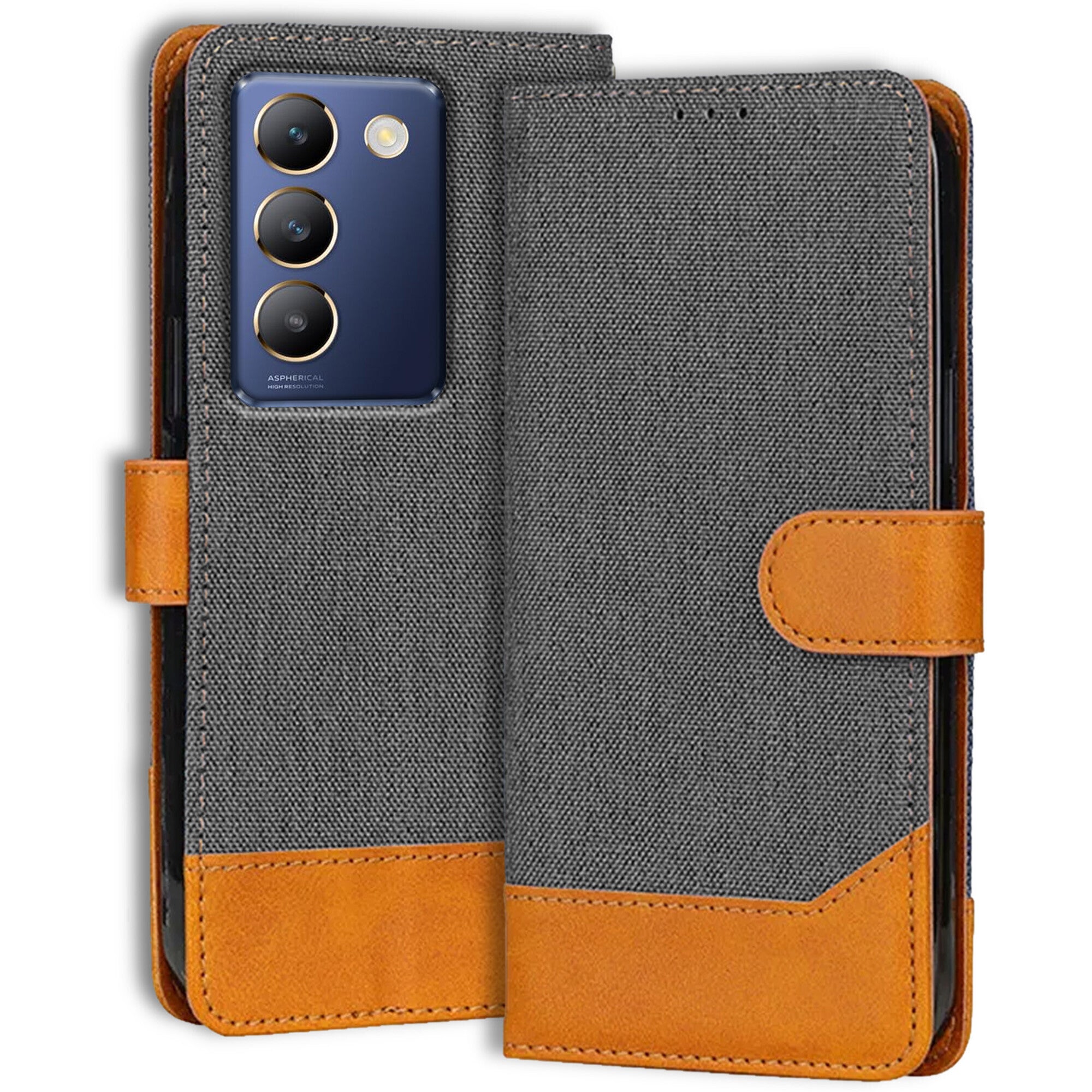 Accesorios Vivo Y200E denim flip cover – Grey – Image 1 #color_grey