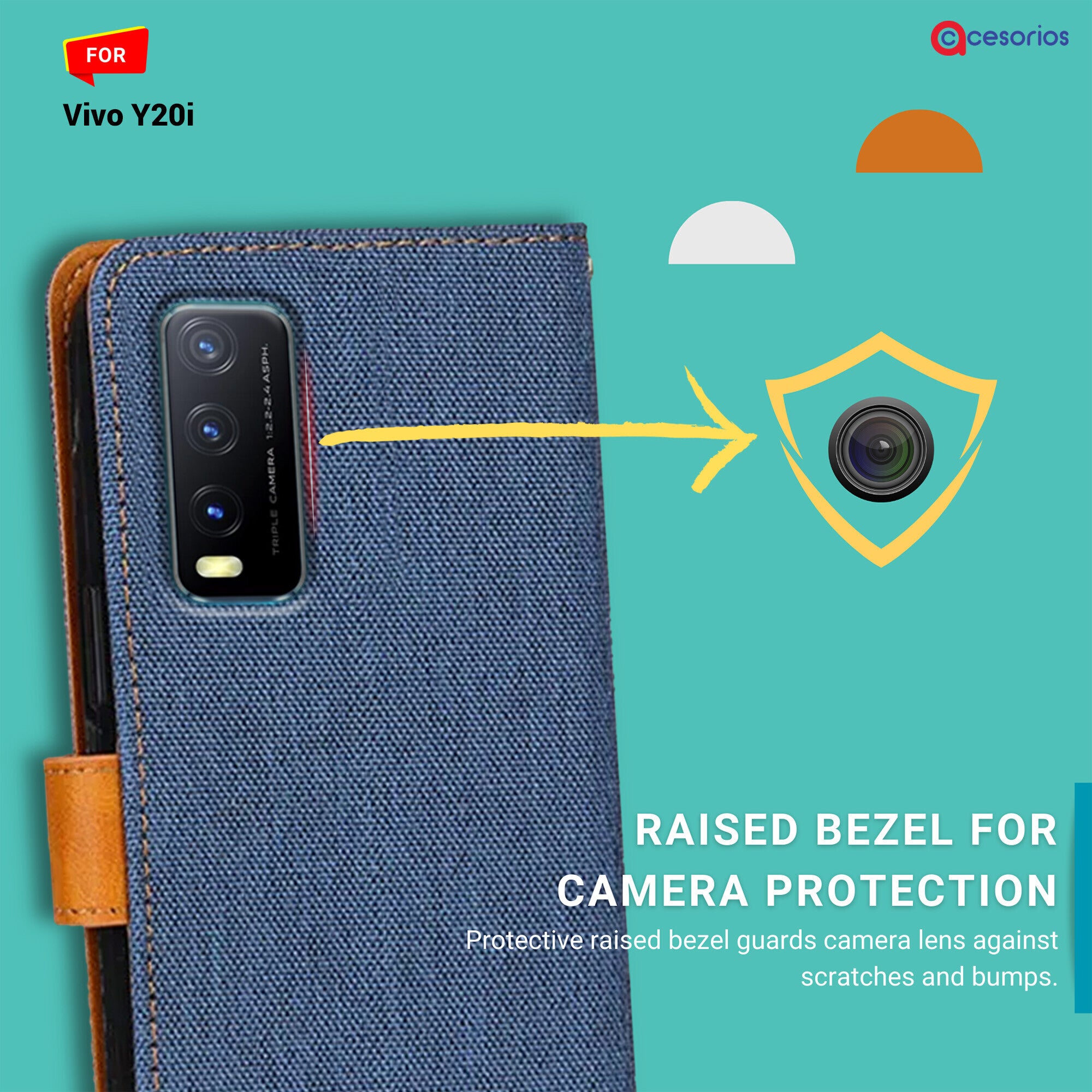 Accesorios Vivo Y20I denim flip cover – Blue – Image 2 #color_blue