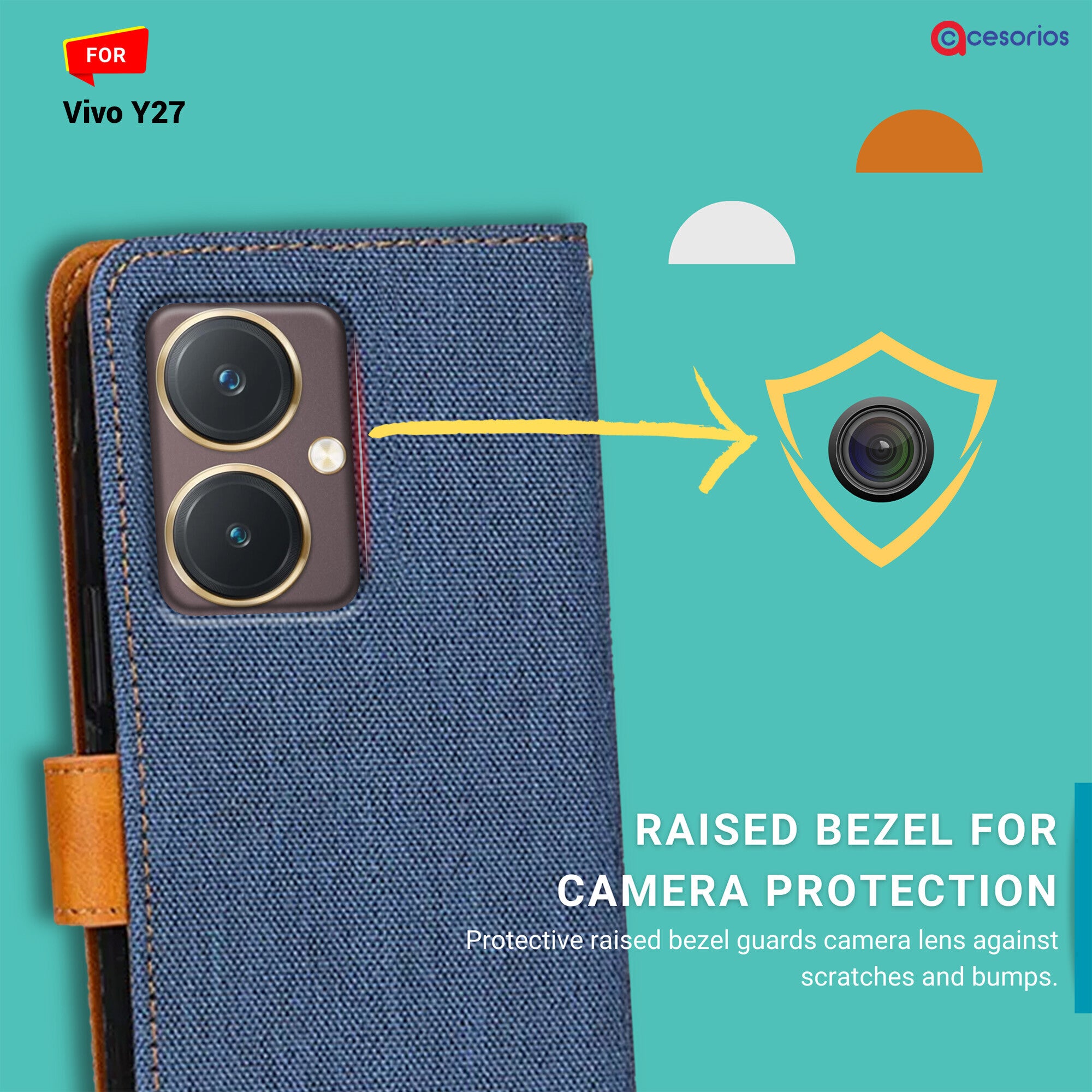 Accesorios Vivo Y27 denim flip cover – Blue – Image 2 #color_blue