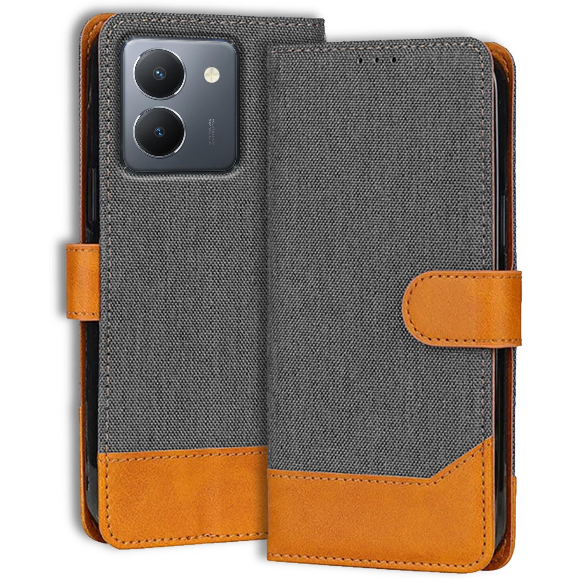 Accesorios Vivo Y36 denim flip cover – Grey – Image 1 #color_grey