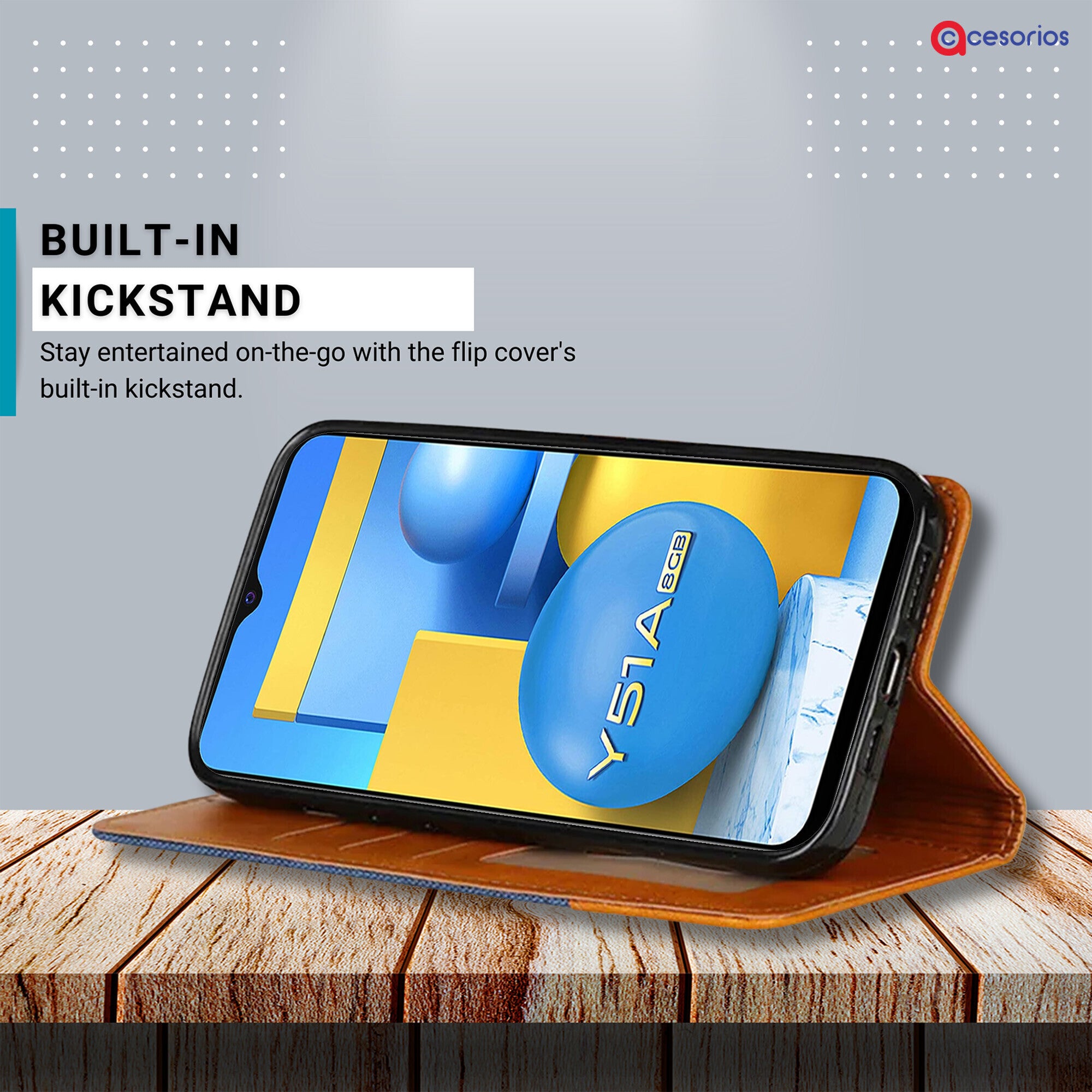 Accesorios Vivo Y51A denim flip cover – Blue – Image 4 #color_blue