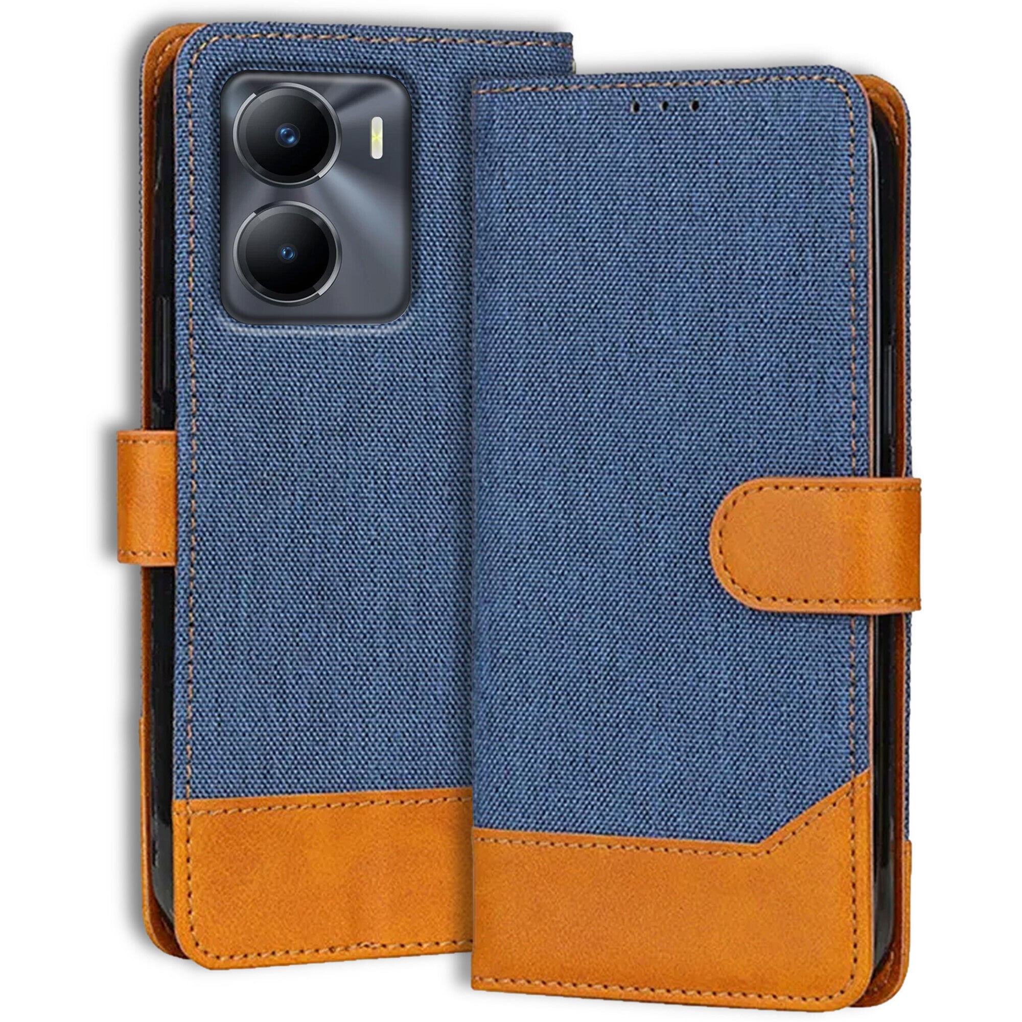 Accesorios Vivo Y56 5G denim flip cover – Blue – Image 1 #color_blue
