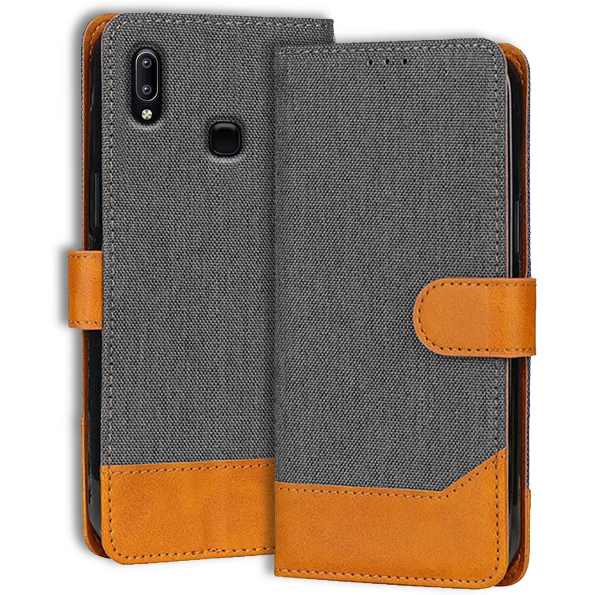 Accesorios Vivo Y95 denim flip cover – Grey – Image 1 #color_grey