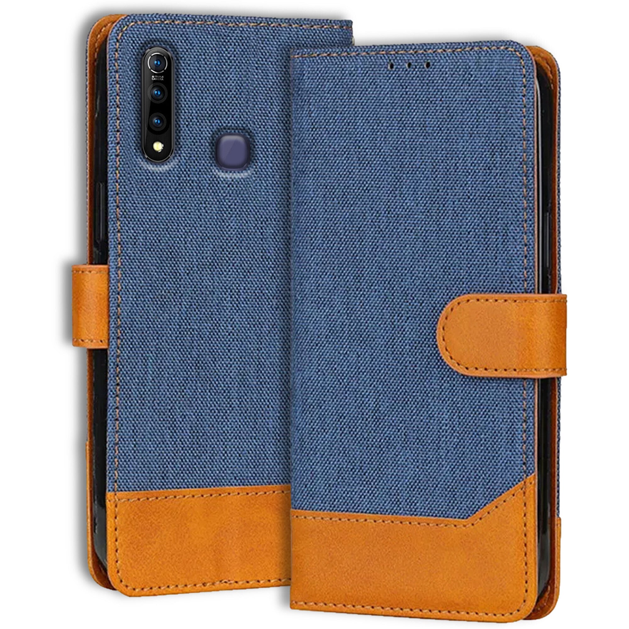 Accesorios Vivo Z1 Pro denim flip cover – Blue – Image 1 #color_blue