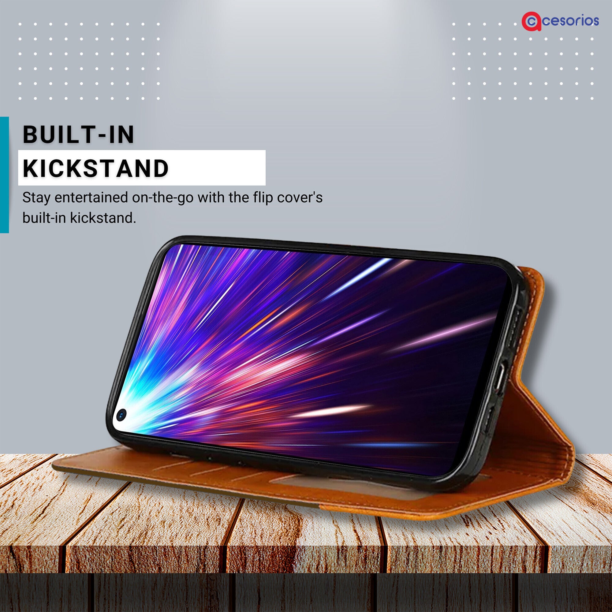 Accesorios Vivo Z1 Pro denim flip cover – Dark Brown – Image 4 #color_dark brown