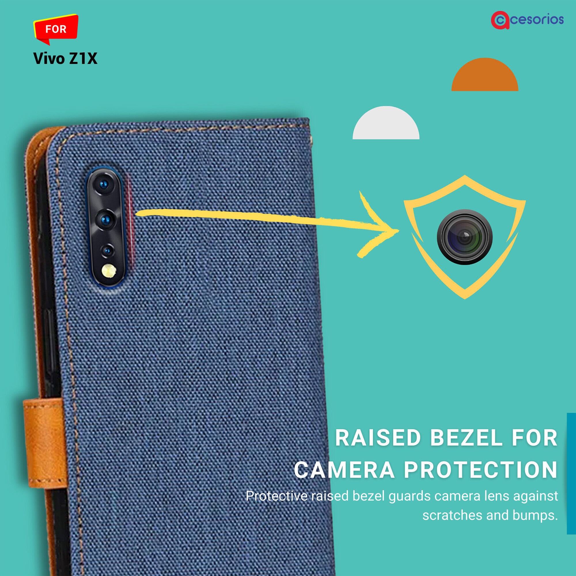 Accesorios Vivo Z1X denim flip cover – Blue – Image 2 #color_blue
