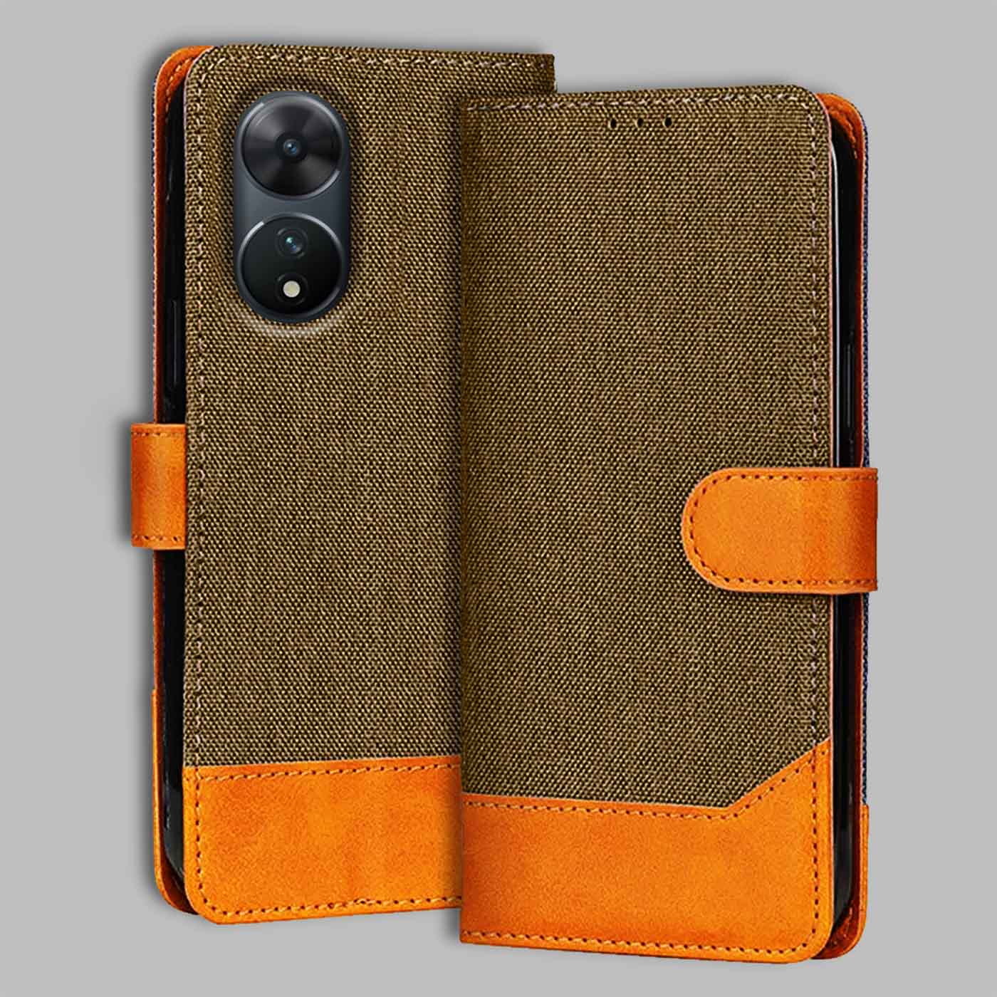 Accesorios Vivo T2 5G denim flip cover – Dark Brown – Image 1 #color_dark b