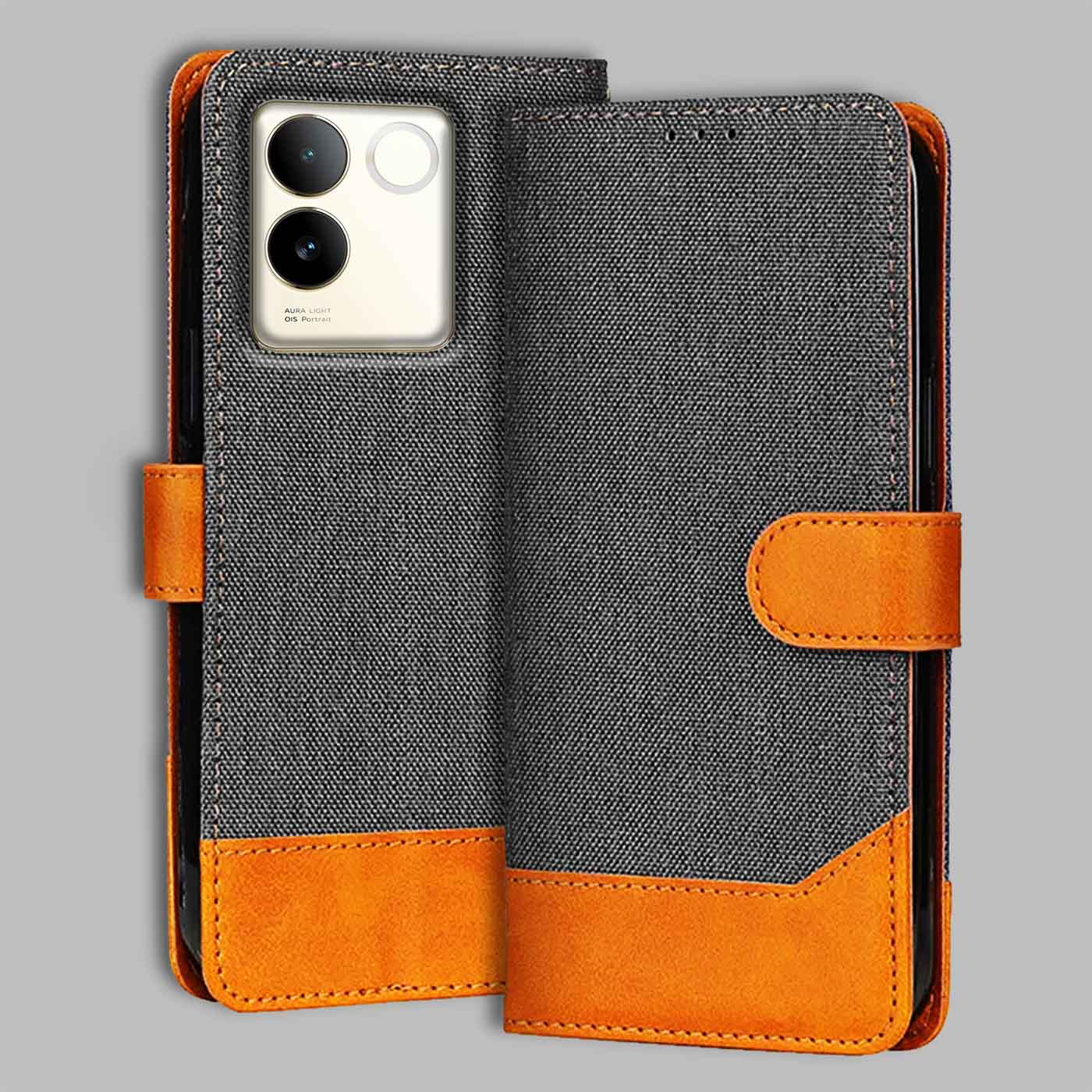 Accesorios Vivo T2 Pro 5G denim flip cover – Grey – Image 1 #color_
