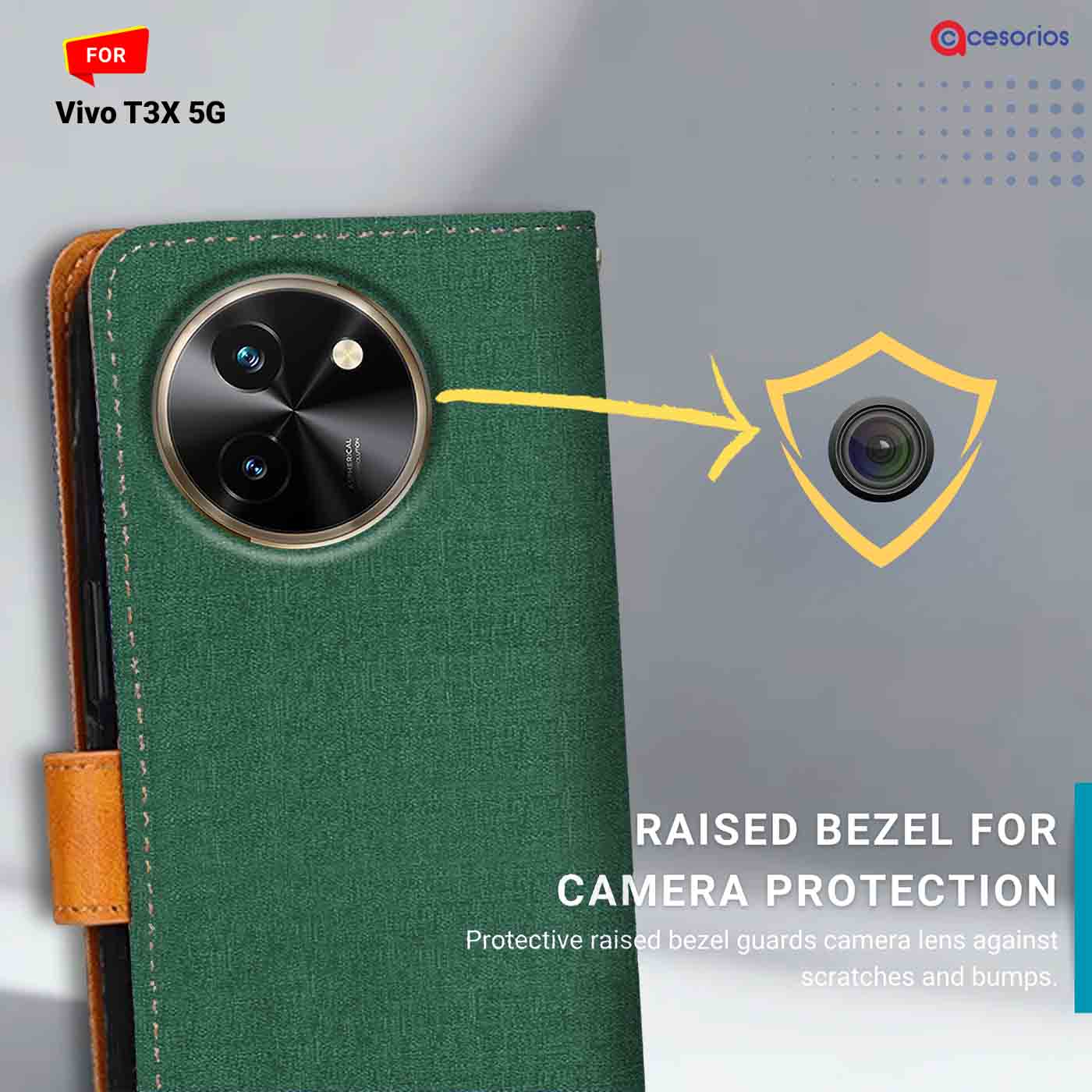 Accesorios Vivo T3X 5G denim flip cover – Green – Image 2 #color_g