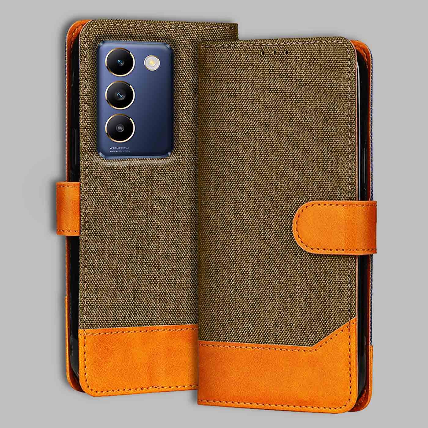 Accesorios Vivo T3 5G denim flip cover – Dark Brown – Image 1 #color_dark b