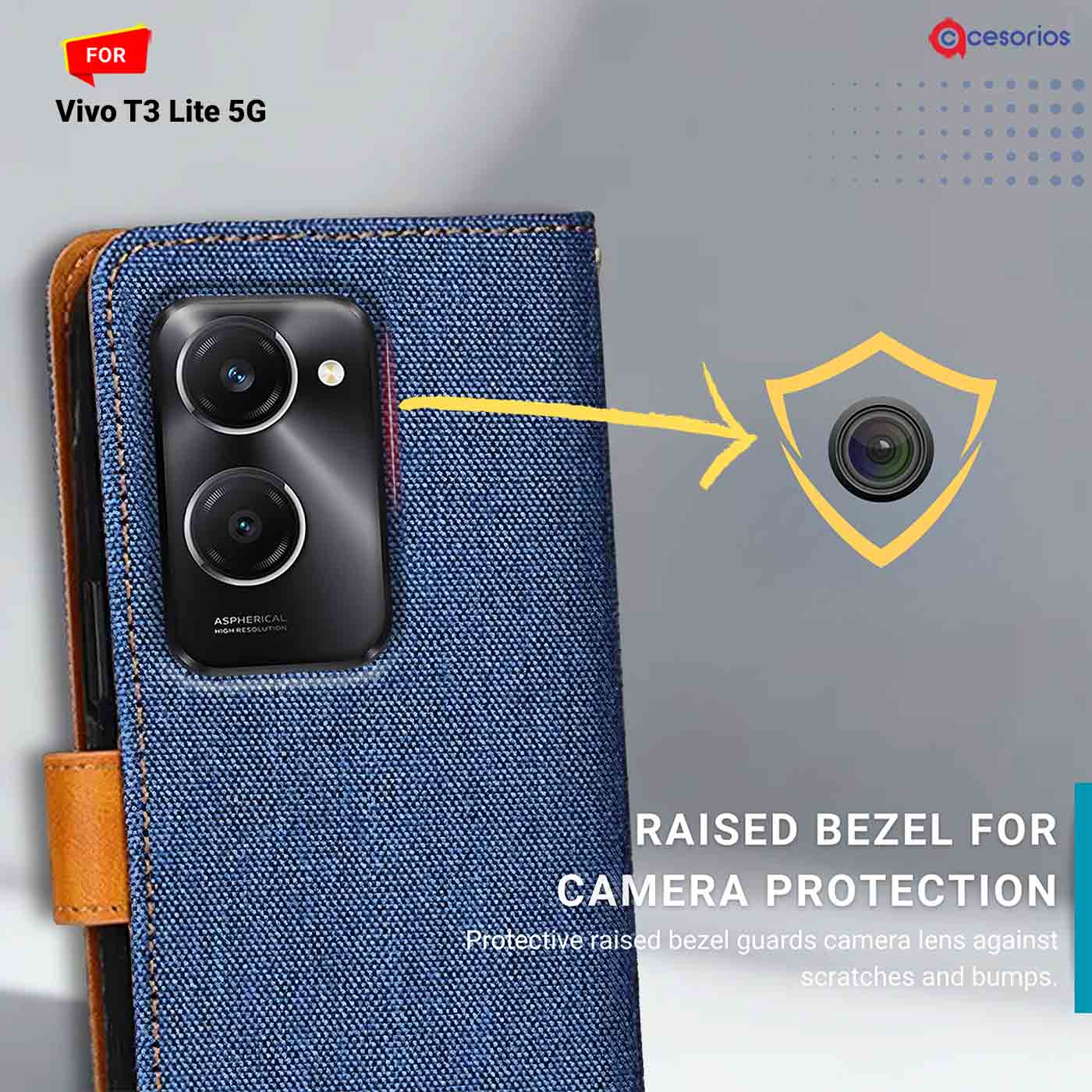 Accesorios Vivo T3 Lite 5G denim flip cover – Blue – Image 2 #color_