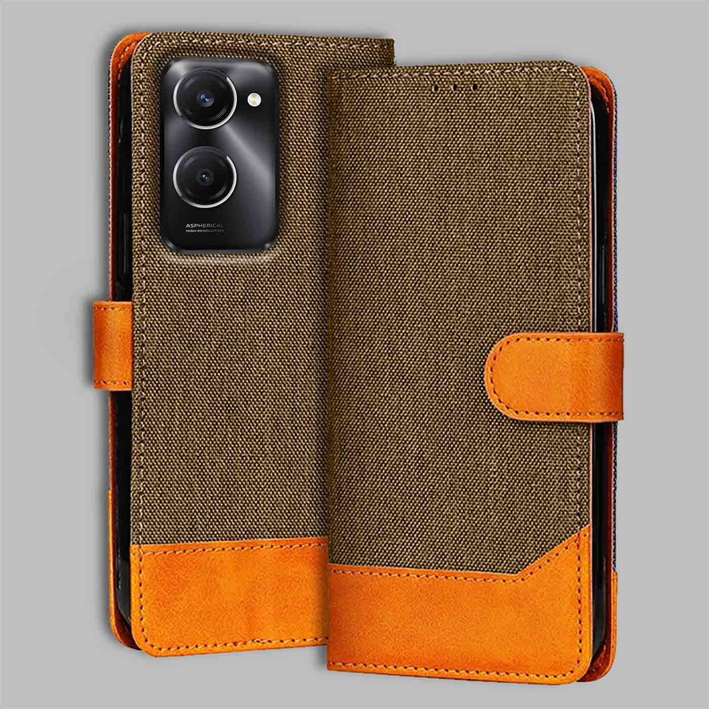 Accesorios Vivo T3 Lite 5G denim flip cover – Dark Brown – Image 1 #color_dark b