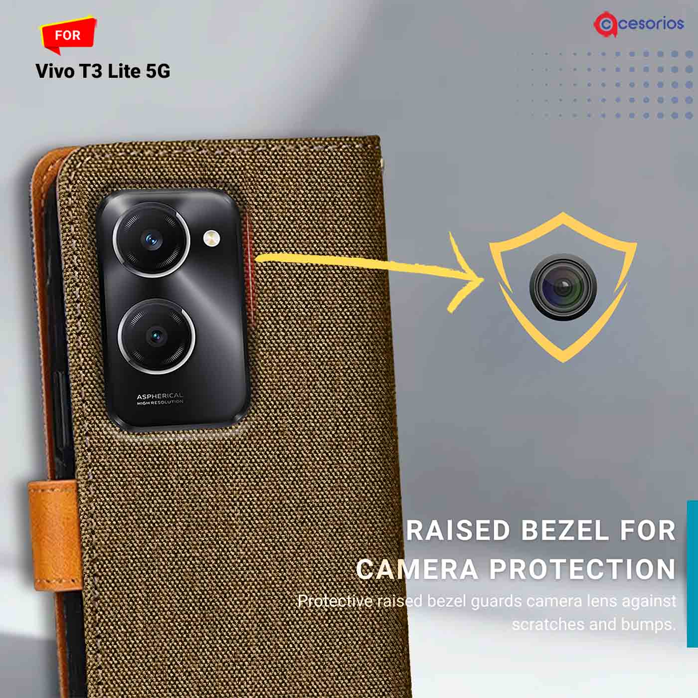Accesorios Vivo T3 Lite 5G denim flip cover – Dark Brown – Image 2 #color_dark b