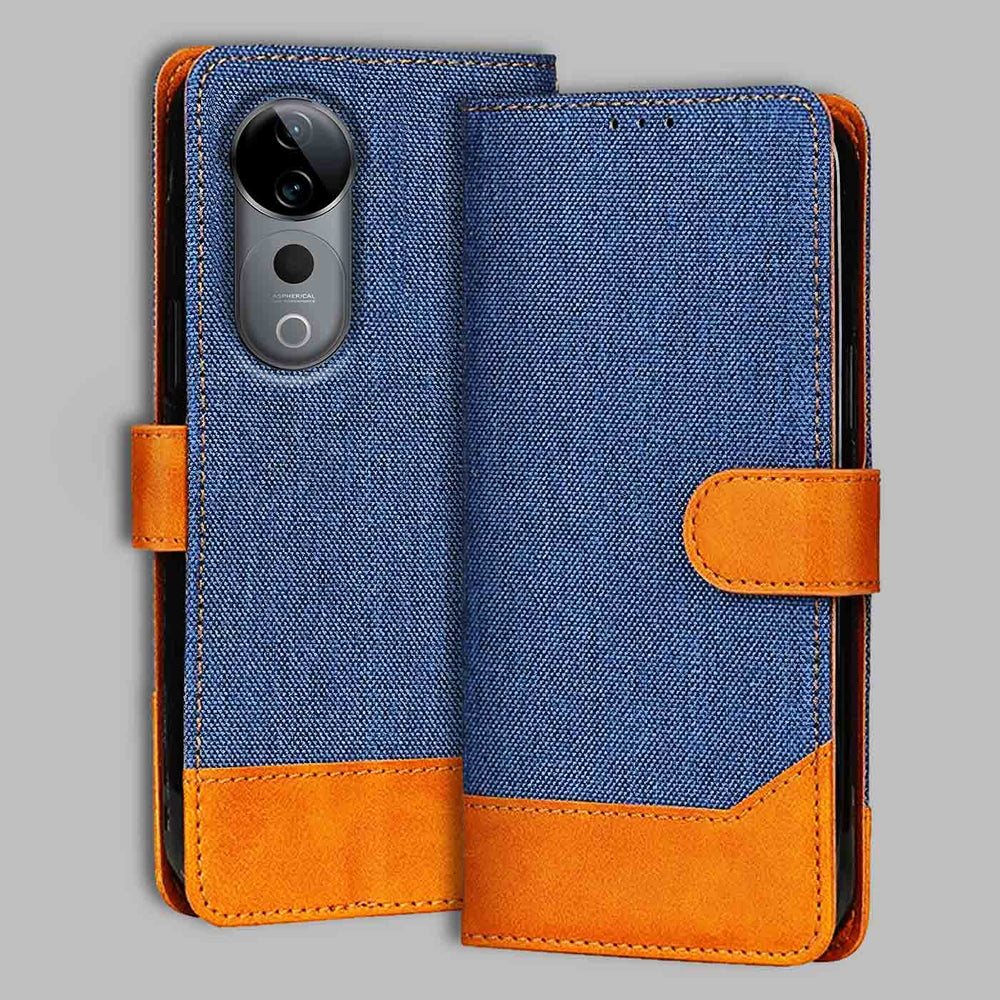 Vivo T3 Ultra flip cover in Blue — front view by Accesorios