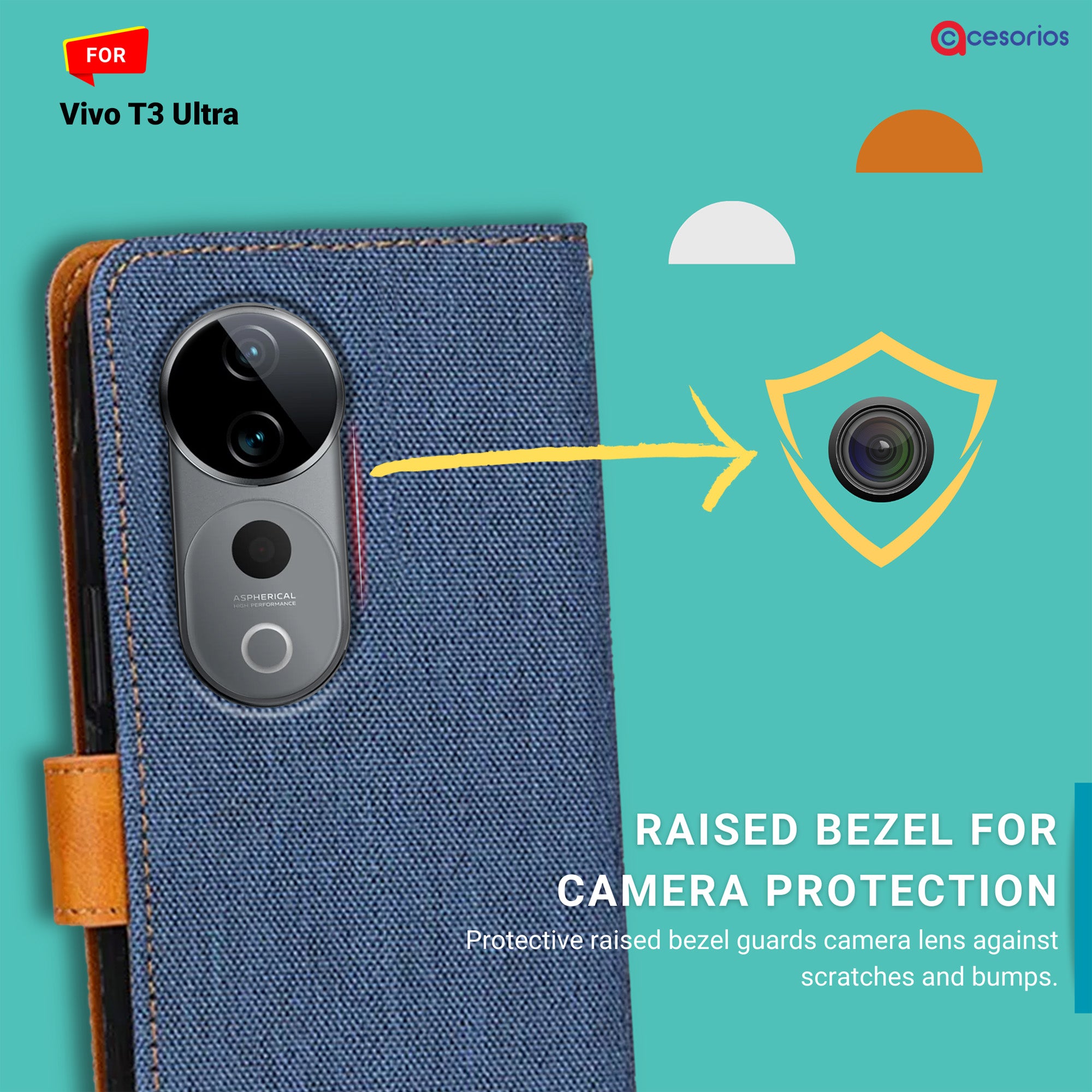 Accesorios Vivo T3 Ultra denim flip cover – Blue – Image 2 #color_blue