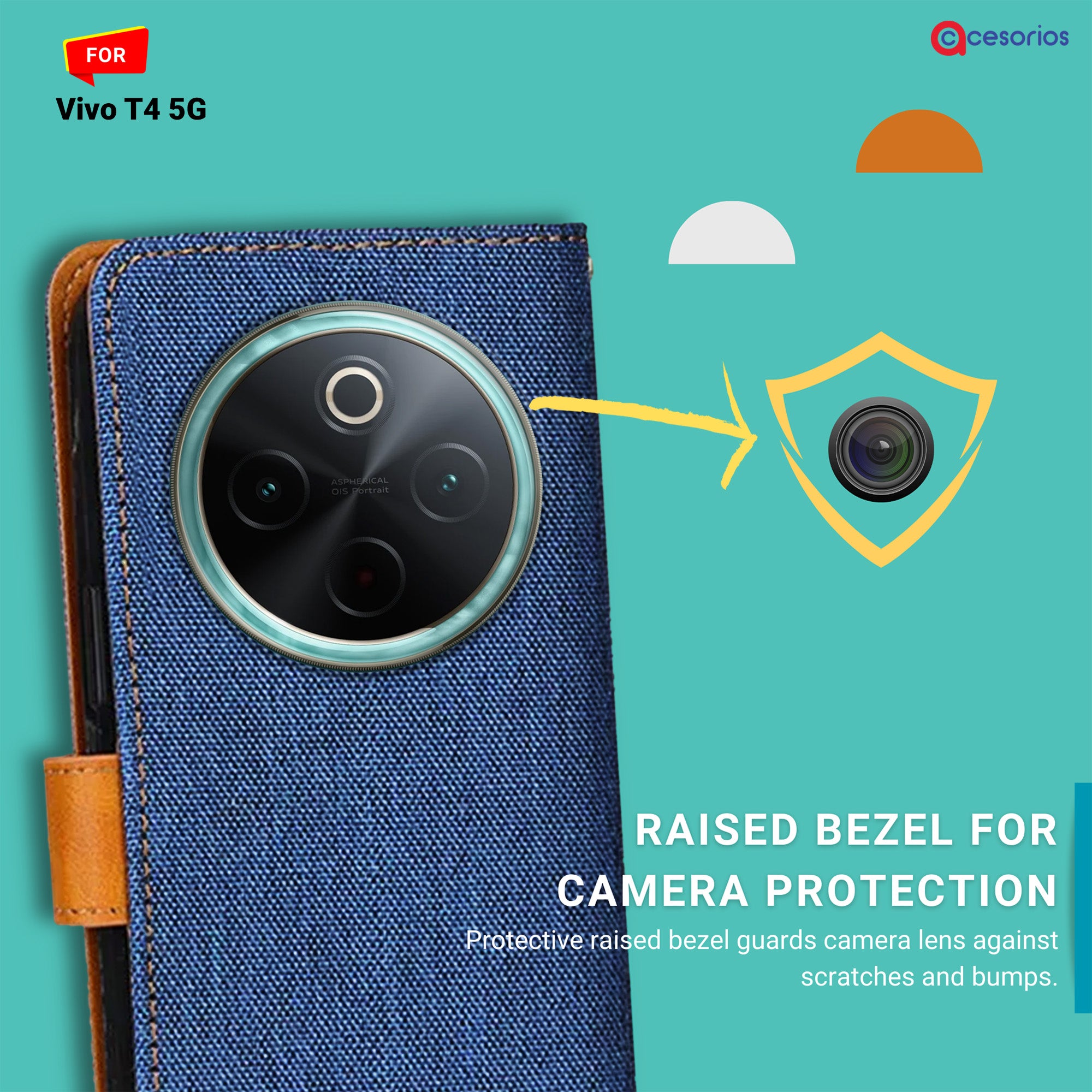 Accesorios Vivo T4 5G denim flip cover – Blue – Image 2 #color_blue