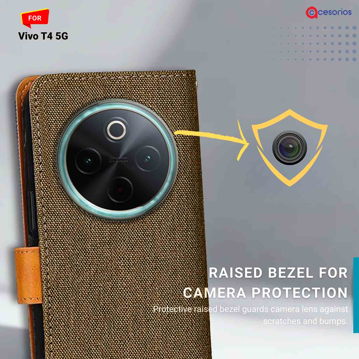 Accesorios Vivo T4 5G denim flip cover – Dark Brown – Image 2 #color_dark b