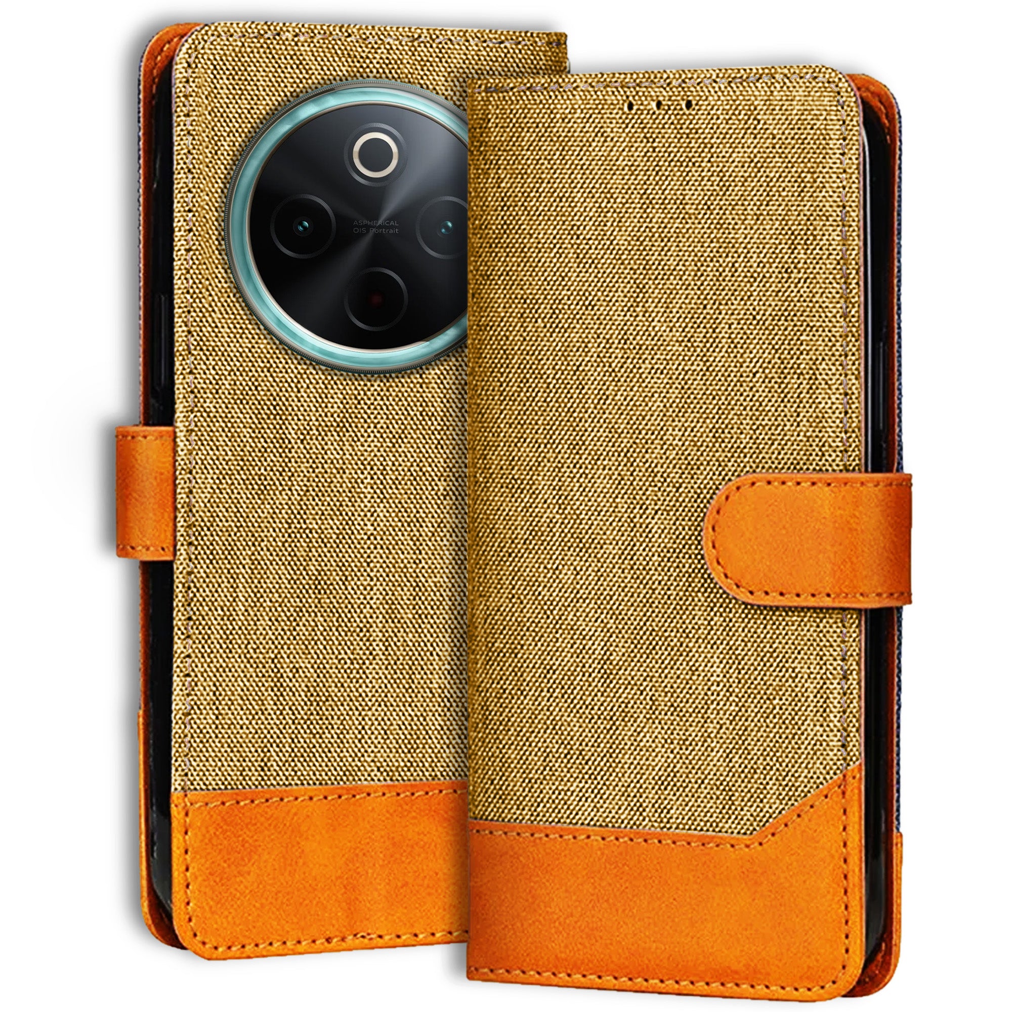 Accesorios Vivo T4 5G denim flip cover – Light Brown – Image 1 #color_light brown