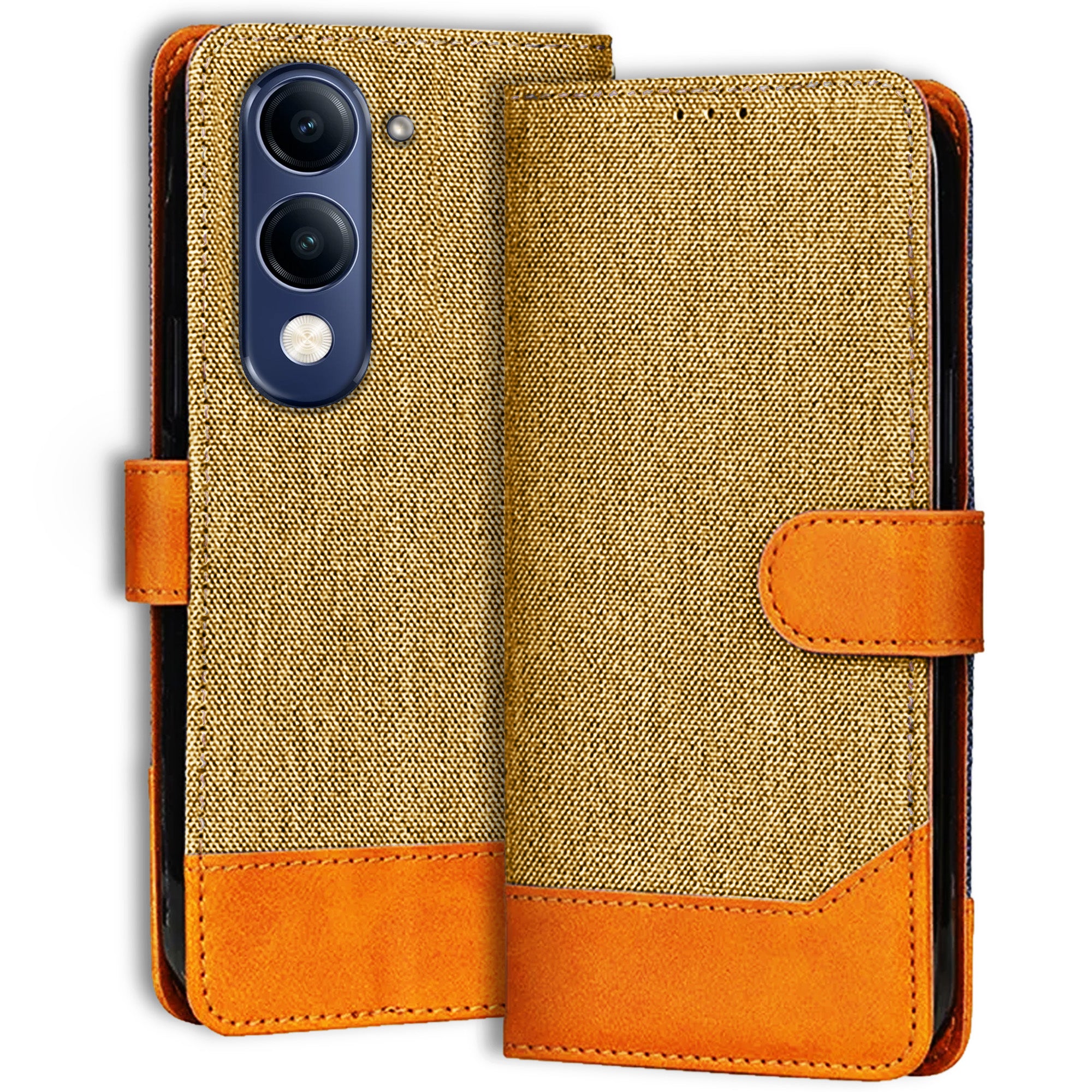 Accesorios Vivo T4 Lite 5G denim flip cover – Light Brown – Image 1 #color_light brown