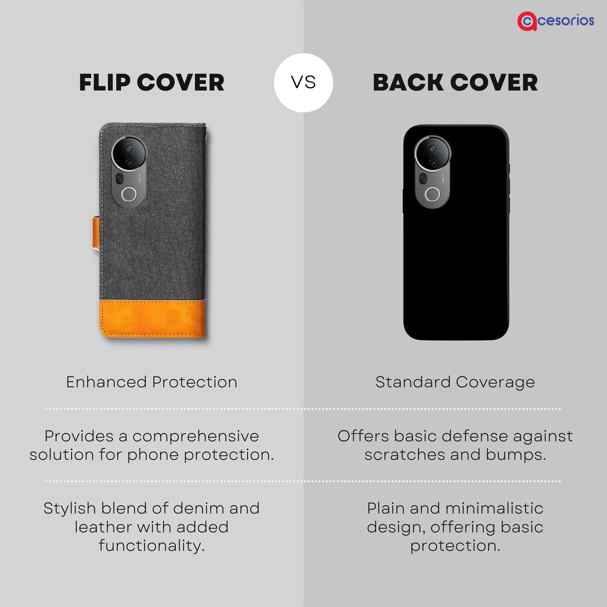 Accesorios Vivo T4 Ultra 5G denim flip cover – Grey – Image 8 #color_grey