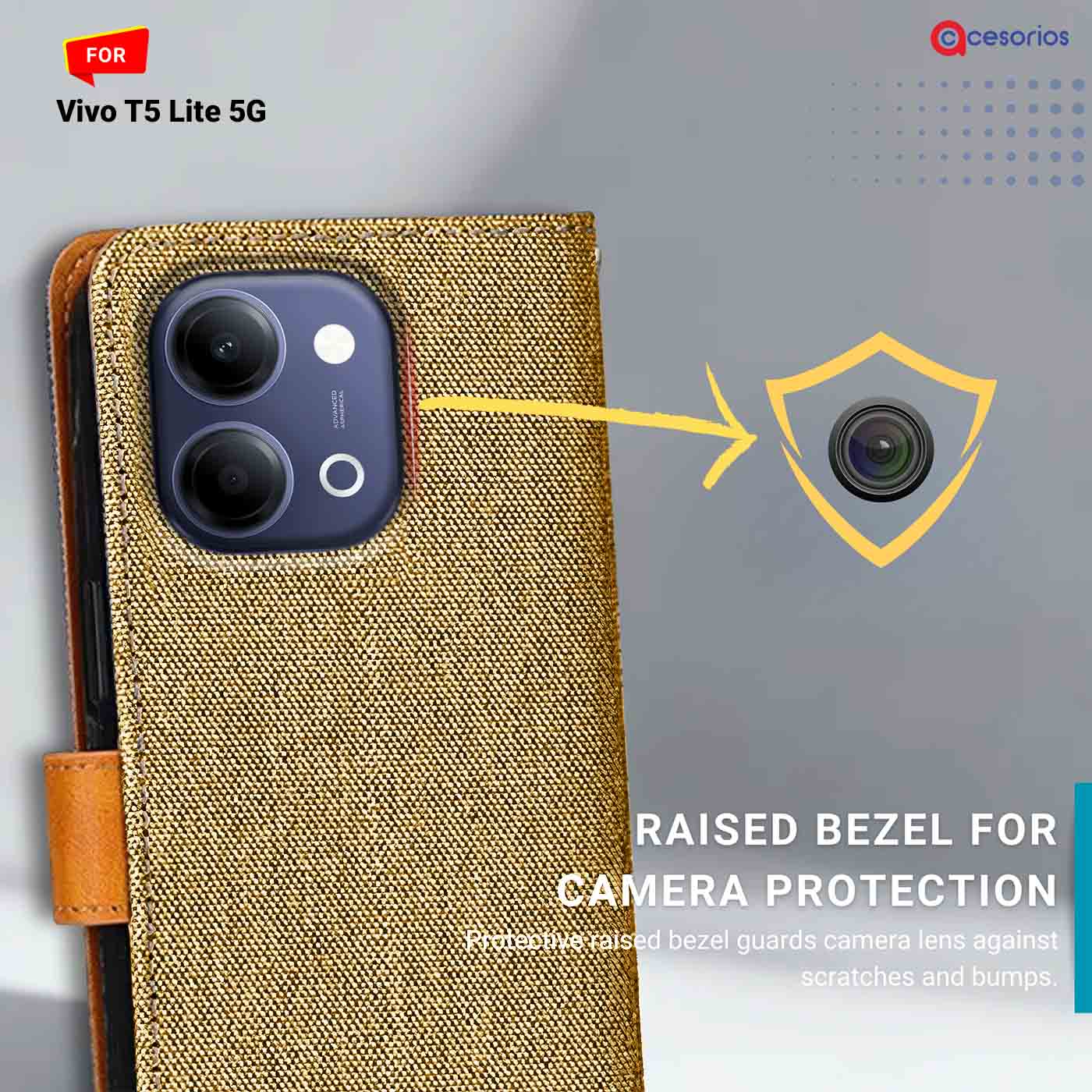 Denim & Leather back panel — Vivo T5 Lite 5G mobile case