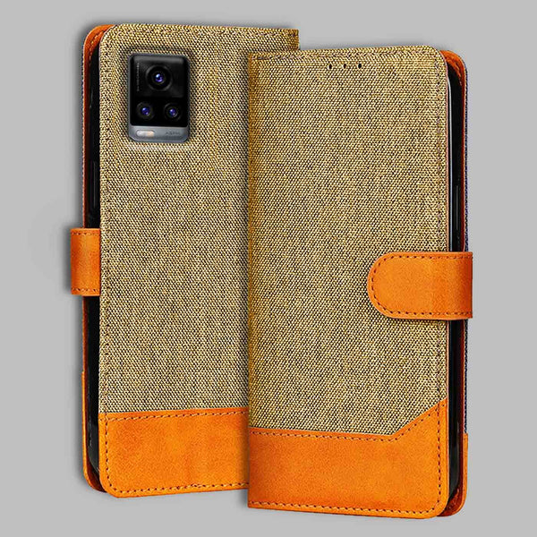 Vivo V20 Flip Cover — Denim, Camel Beige after a year of daily use