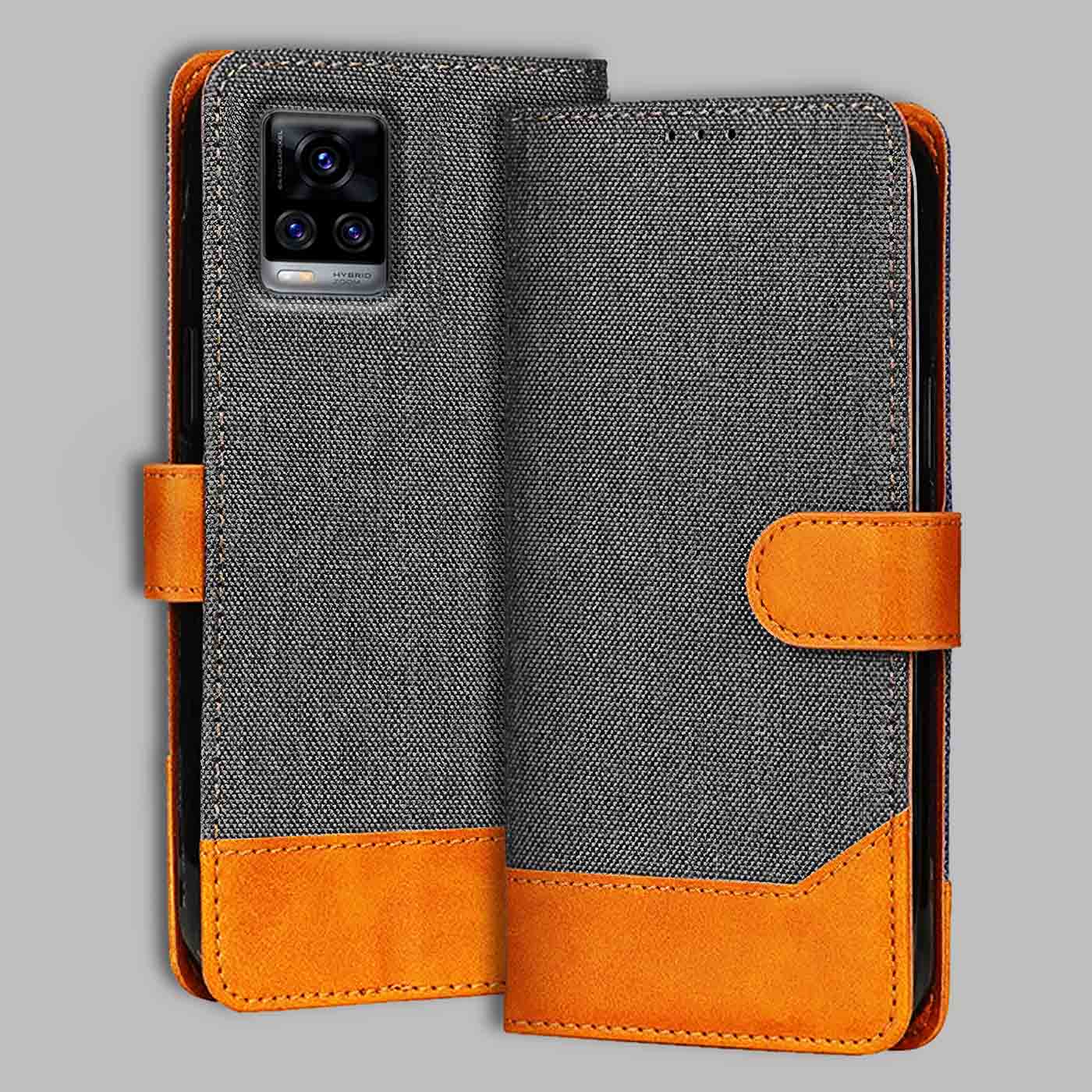 Accesorios Vivo V20 Pro denim flip cover – Grey – Image 1 #color_