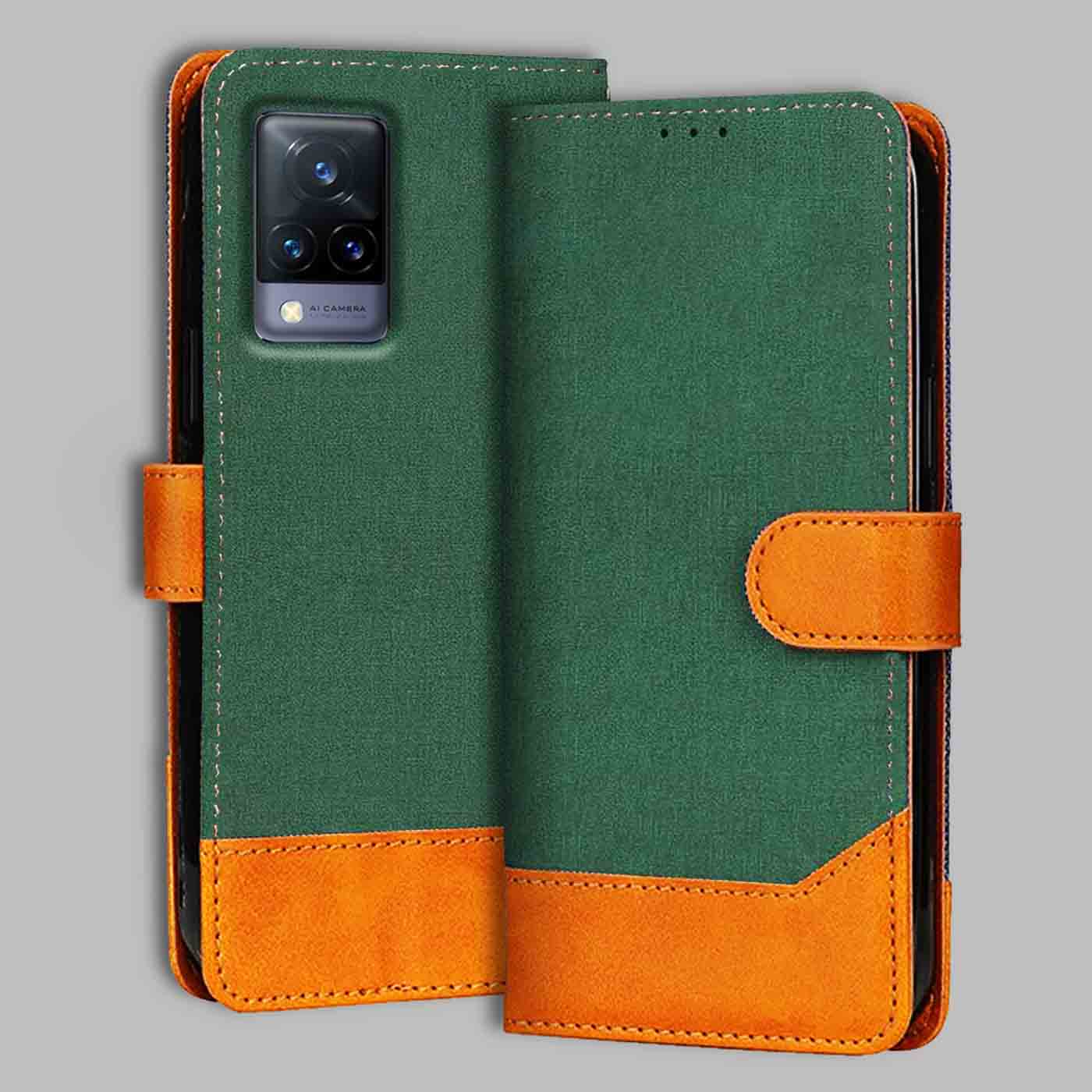 Accesorios Vivo V21 5G denim flip cover – Green – Image 1 #color_g