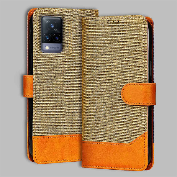 Vivo V21 5G Flip Cover — Denim, Camel Beige after a year of daily use
