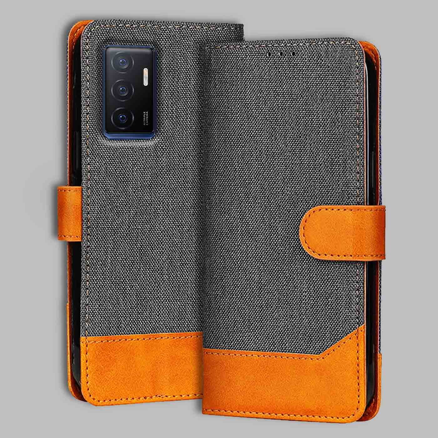 Accesorios Vivo V23E denim flip cover – Grey – Image 1 #color_