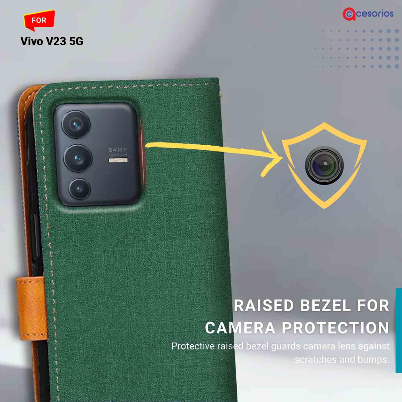 Accesorios Vivo V23 5G denim flip cover – Green – Image 2 #color_g