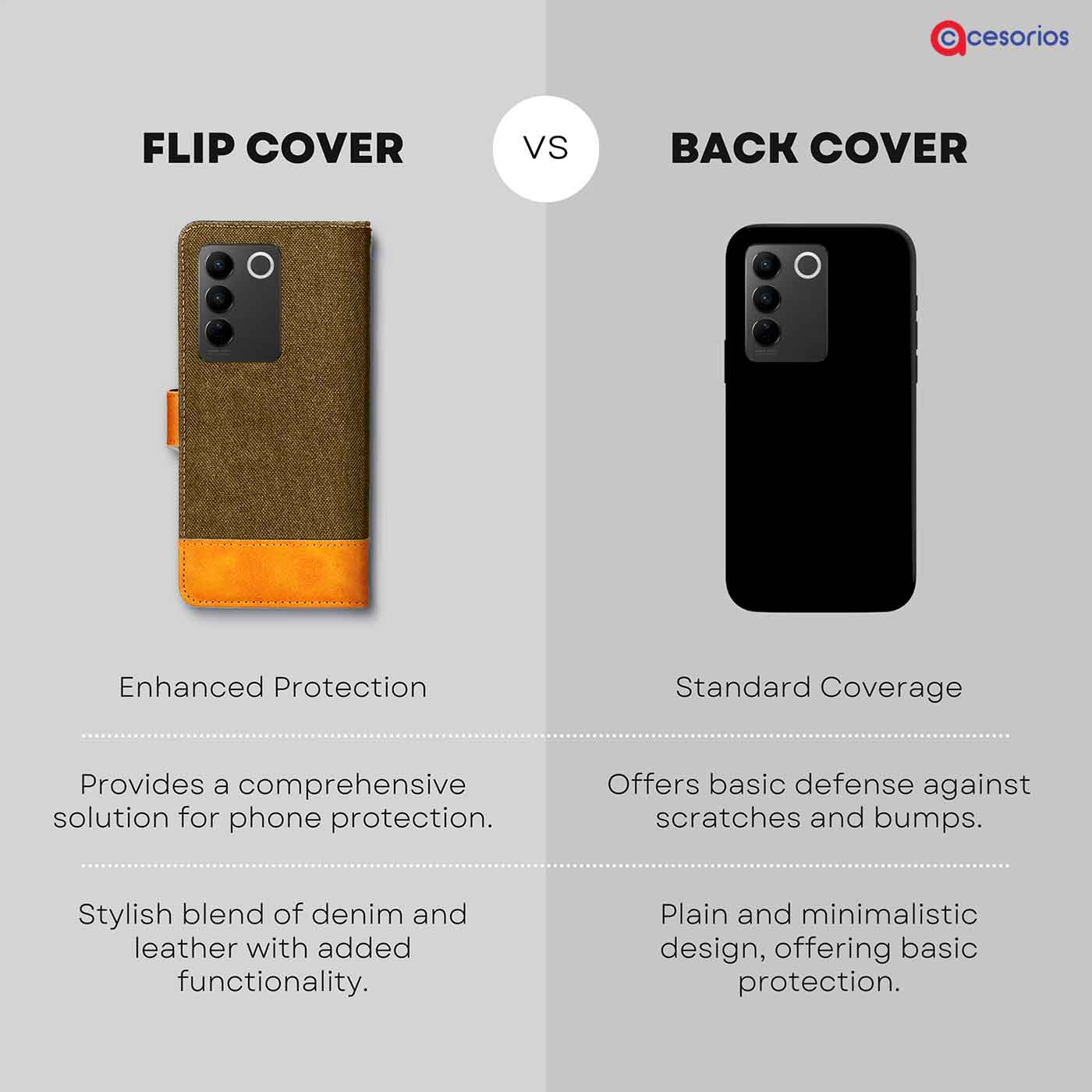 Accesorios Vivo V27 5G denim flip cover – Dark Brown – Image 8 #color_dark b