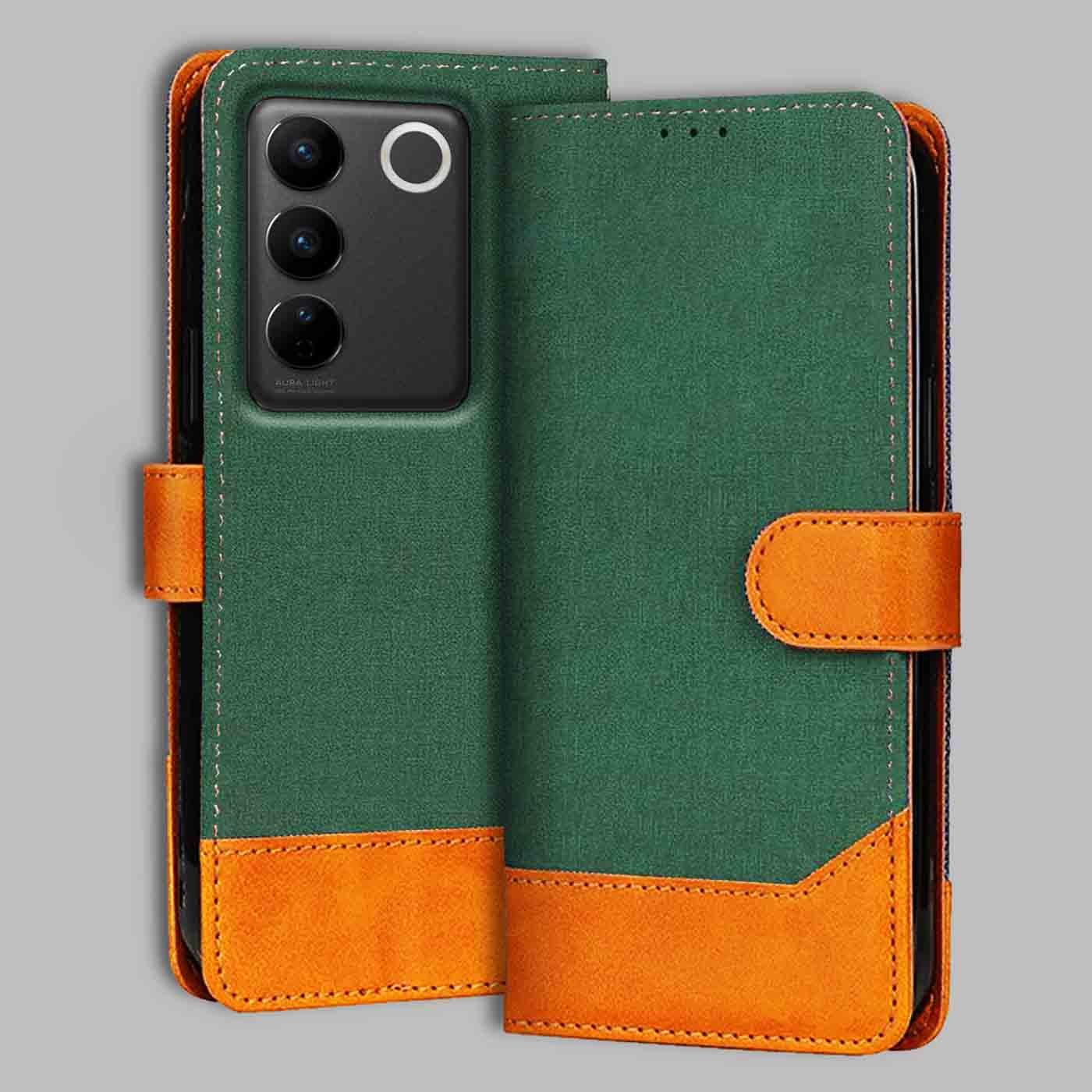 Accesorios Vivo V27 5G denim flip cover – Green – Image 1 #color_g