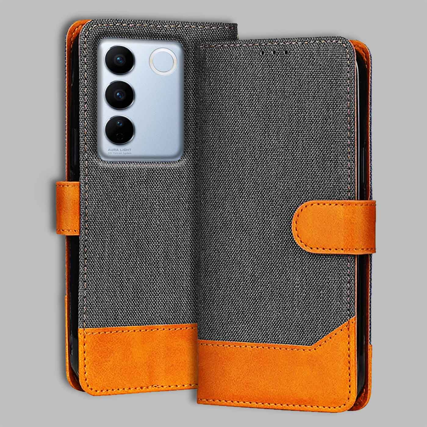 Accesorios Vivo V27 Pro 5G denim flip cover – Grey – Image 1 #color_