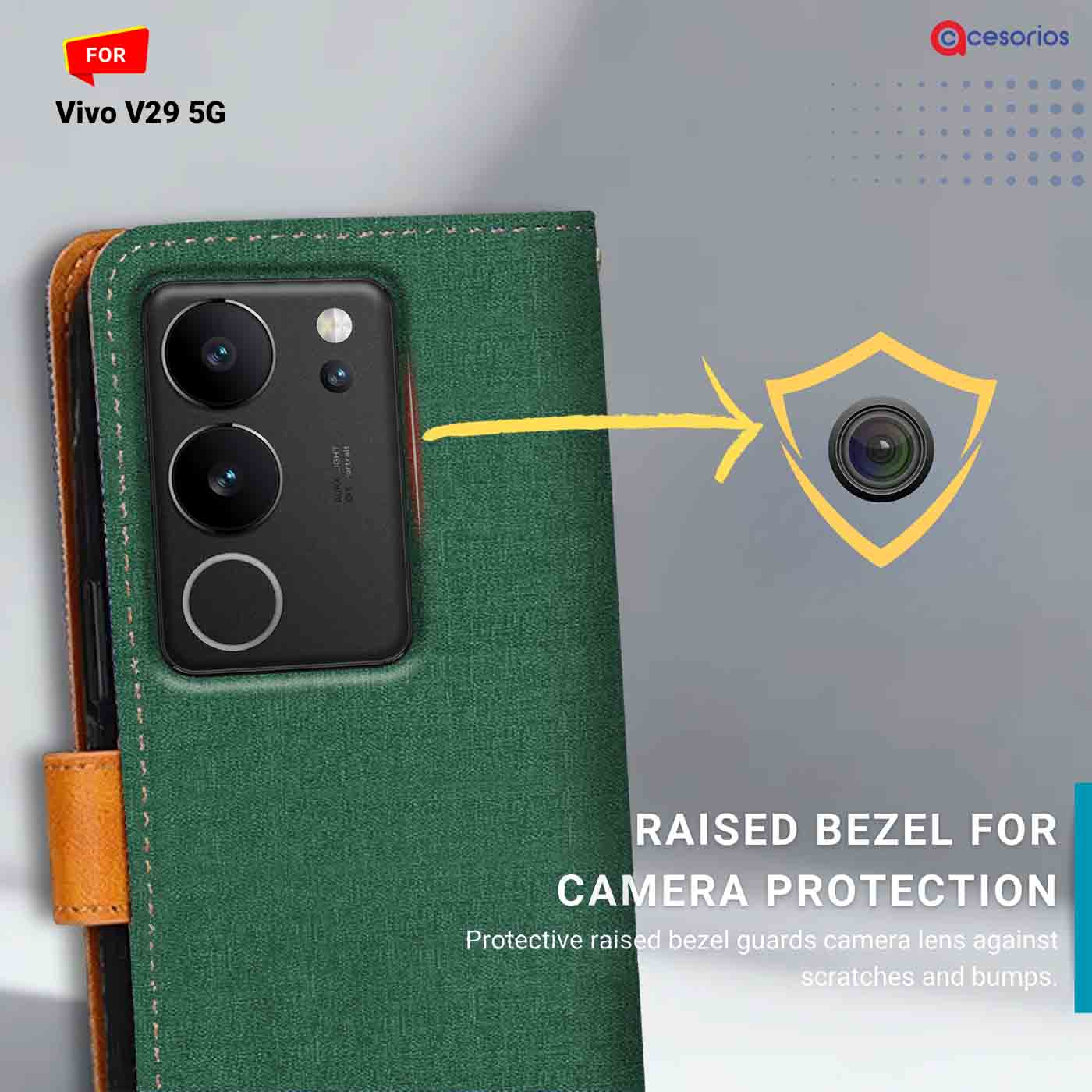 Canvas & Suede back panel — Vivo V29 5G in Green mobile case