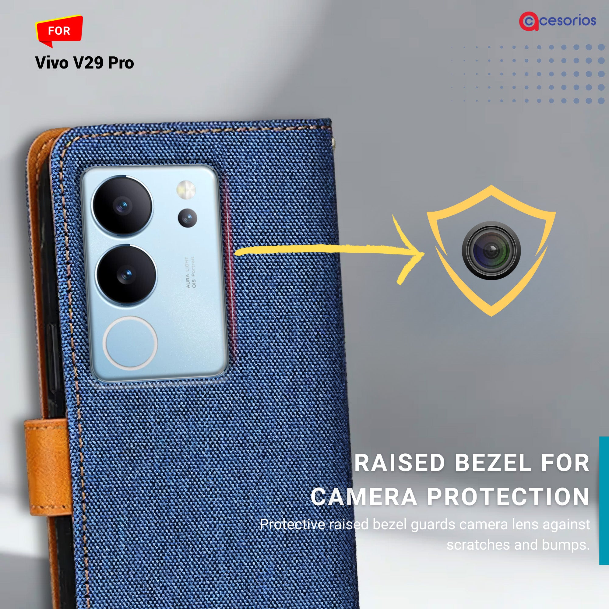 Accesorios Vivo V29 Pro denim flip cover – Blue – Image 2 #color_