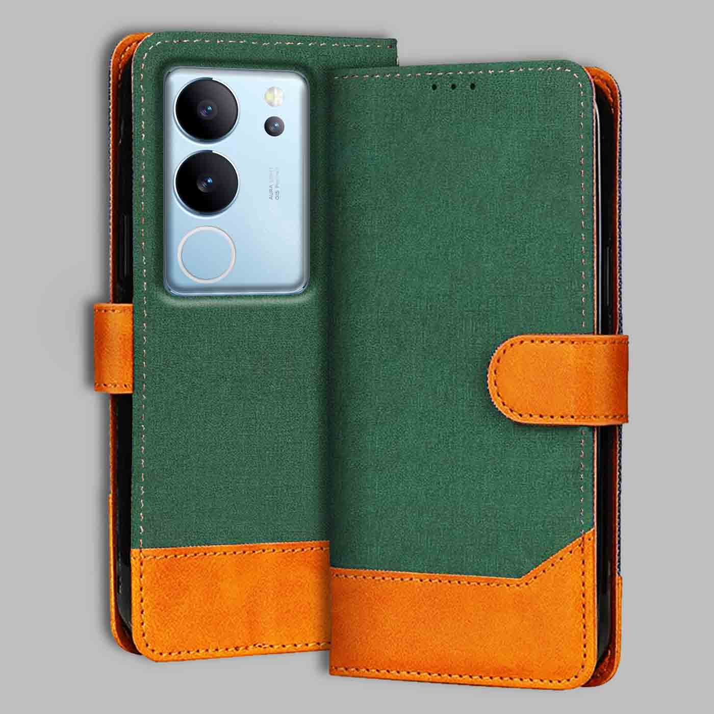 Accesorios Vivo V29 Pro denim flip cover – Green – Image 1 #color_g