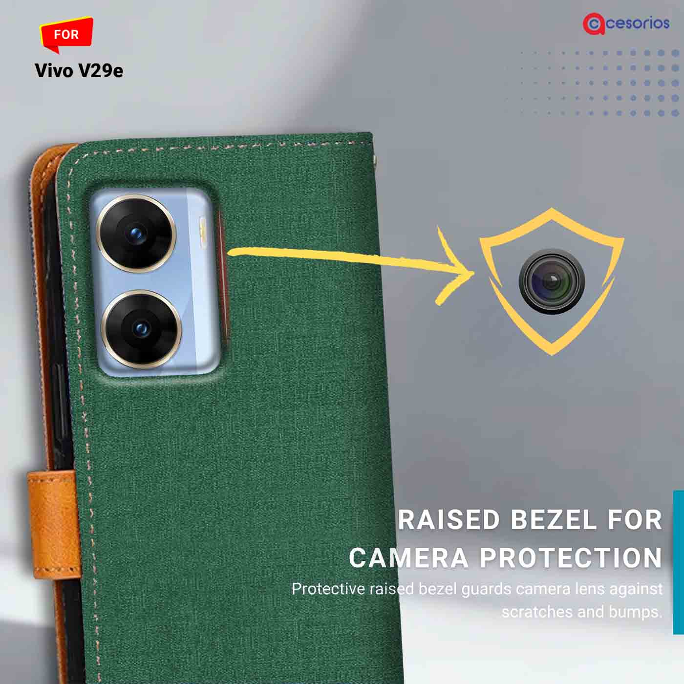 Canvas & Suede back panel — Vivo V29E in Green mobile case