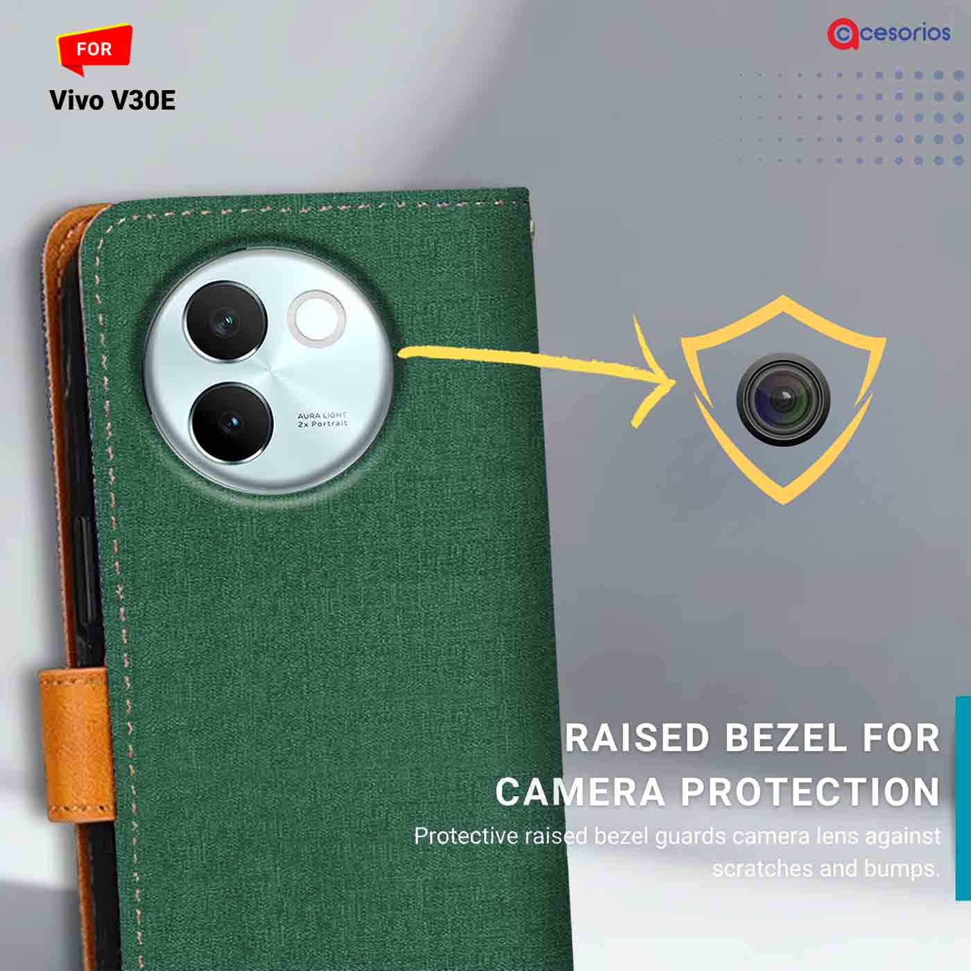 Accesorios Vivo V30E denim flip cover – Green – Image 2 #color_g