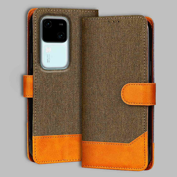 Vivo V30 5G Flip Cover — Denim, Walnut Brown after a year of daily use
