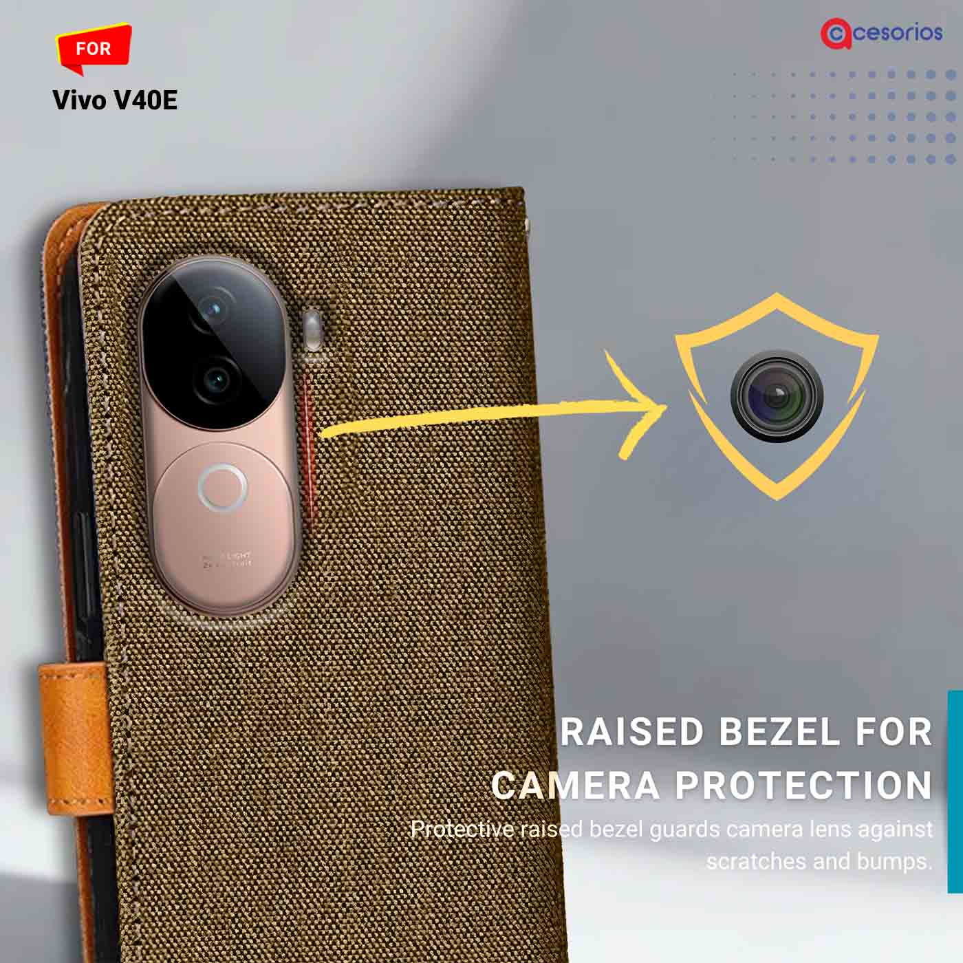 Accesorios Vivo V40E denim flip cover – Dark Brown – Image 2 #color_dark b