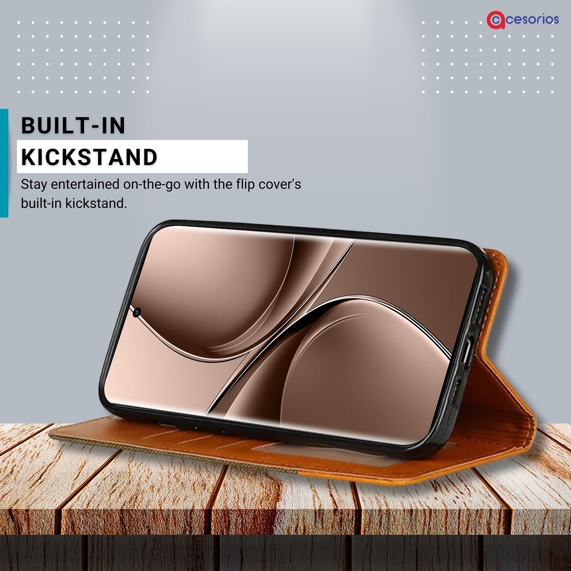 Accesorios Vivo V40E denim flip cover – Dark Brown – Image 4 #color_dark brown