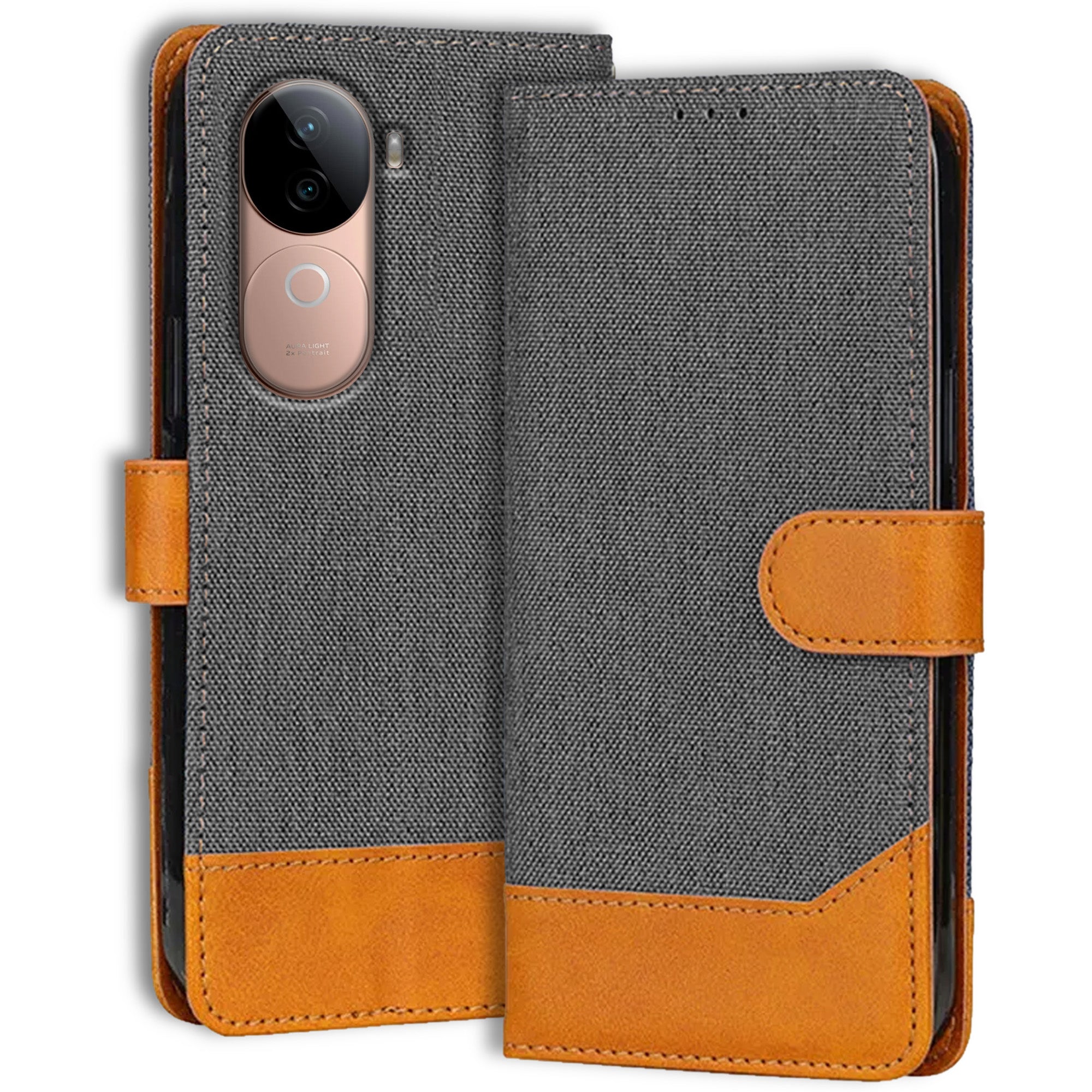Accesorios Vivo V40E denim flip cover – Grey – Image 1 #color_grey