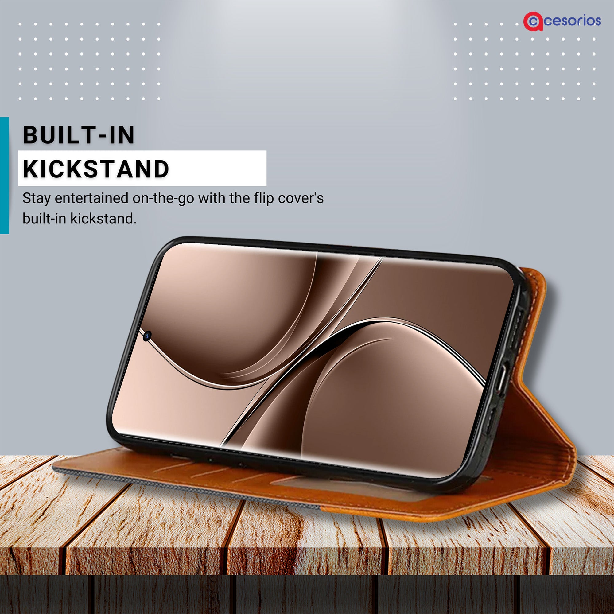 Accesorios Vivo V40E denim flip cover – Grey – Image 4 #color_grey