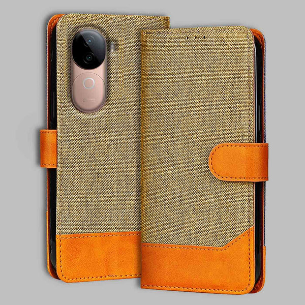 Vivo V40E Flip Cover — Denim, Camel Beige after a year of daily use